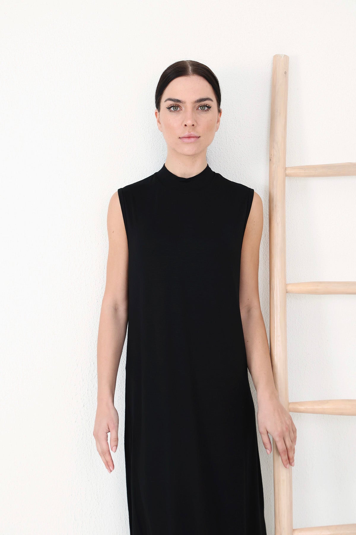 Sleeveless Slip Dress in Black Color