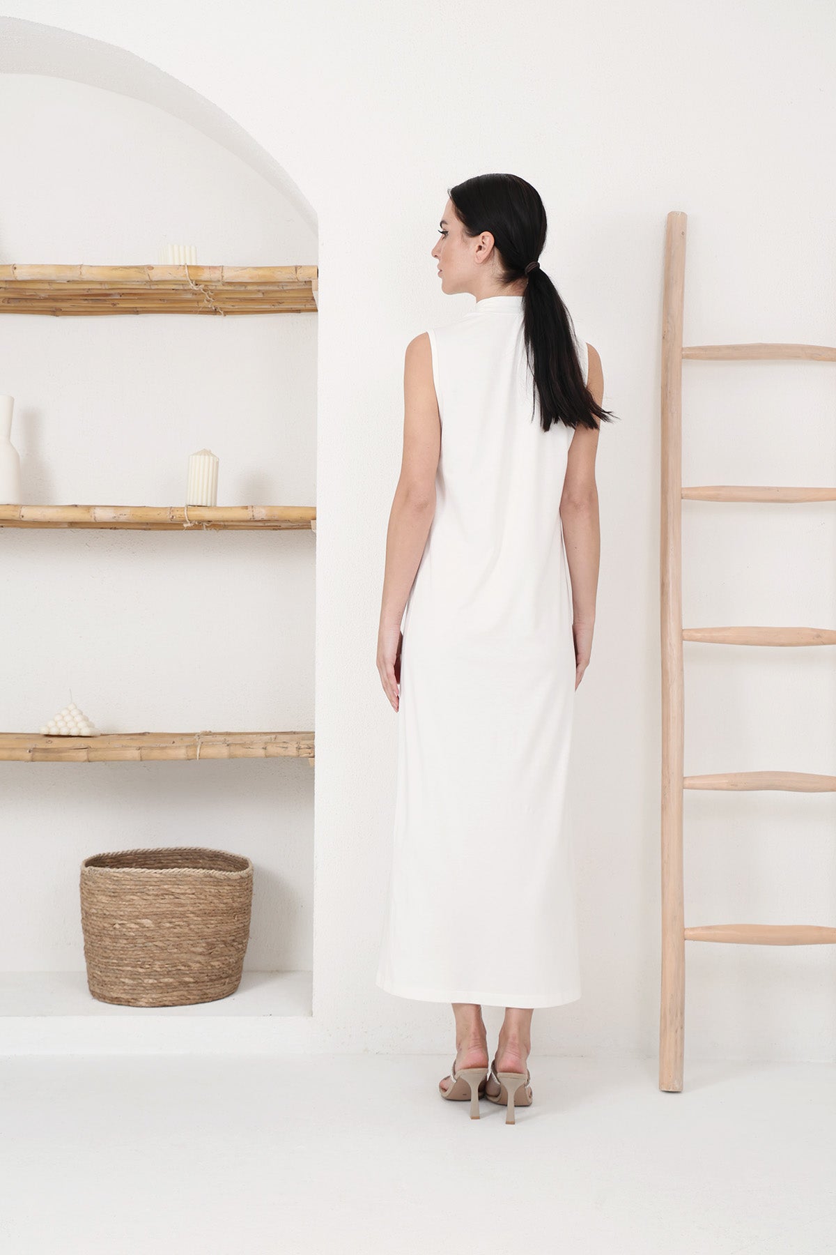 Sleeveless Slip Dress in White Color