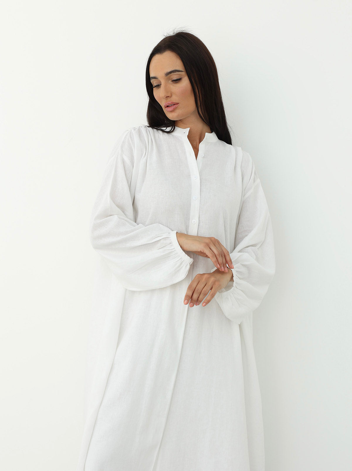 Wide Linen Set in White Color