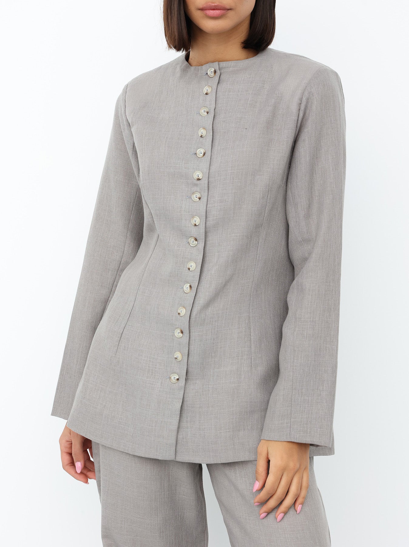 Linen Suit in Gray color