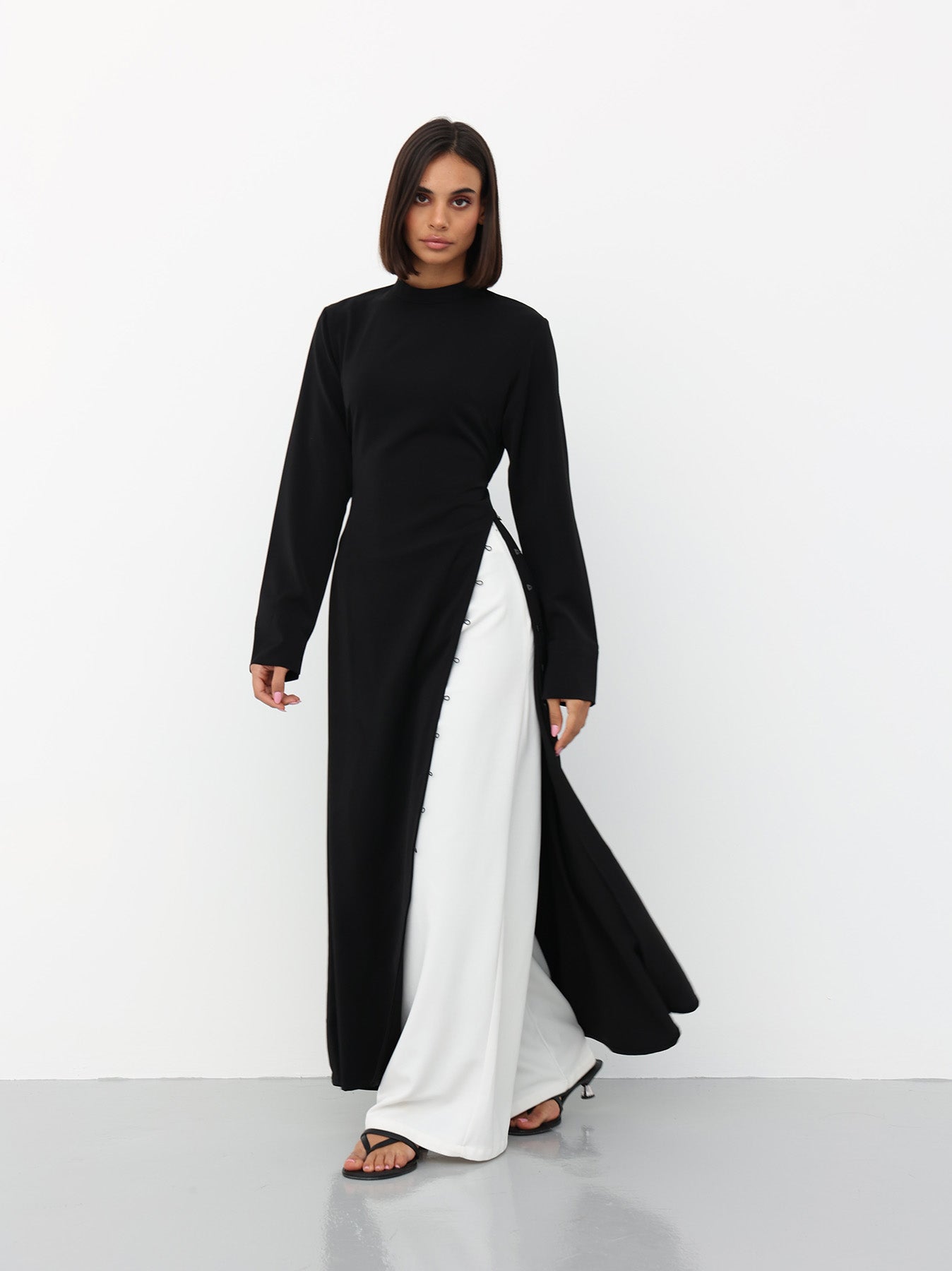 Maxi Tunic With Slit in Black color