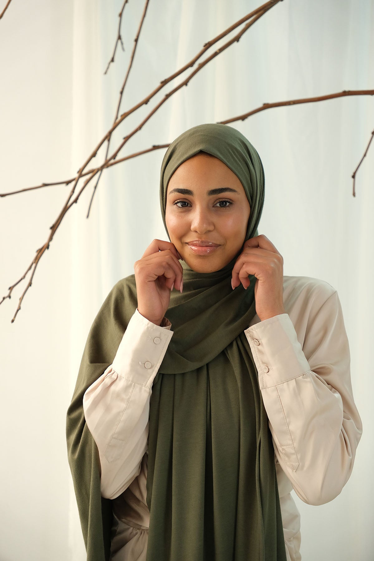 Jersey Hijab in Dark Olive Color