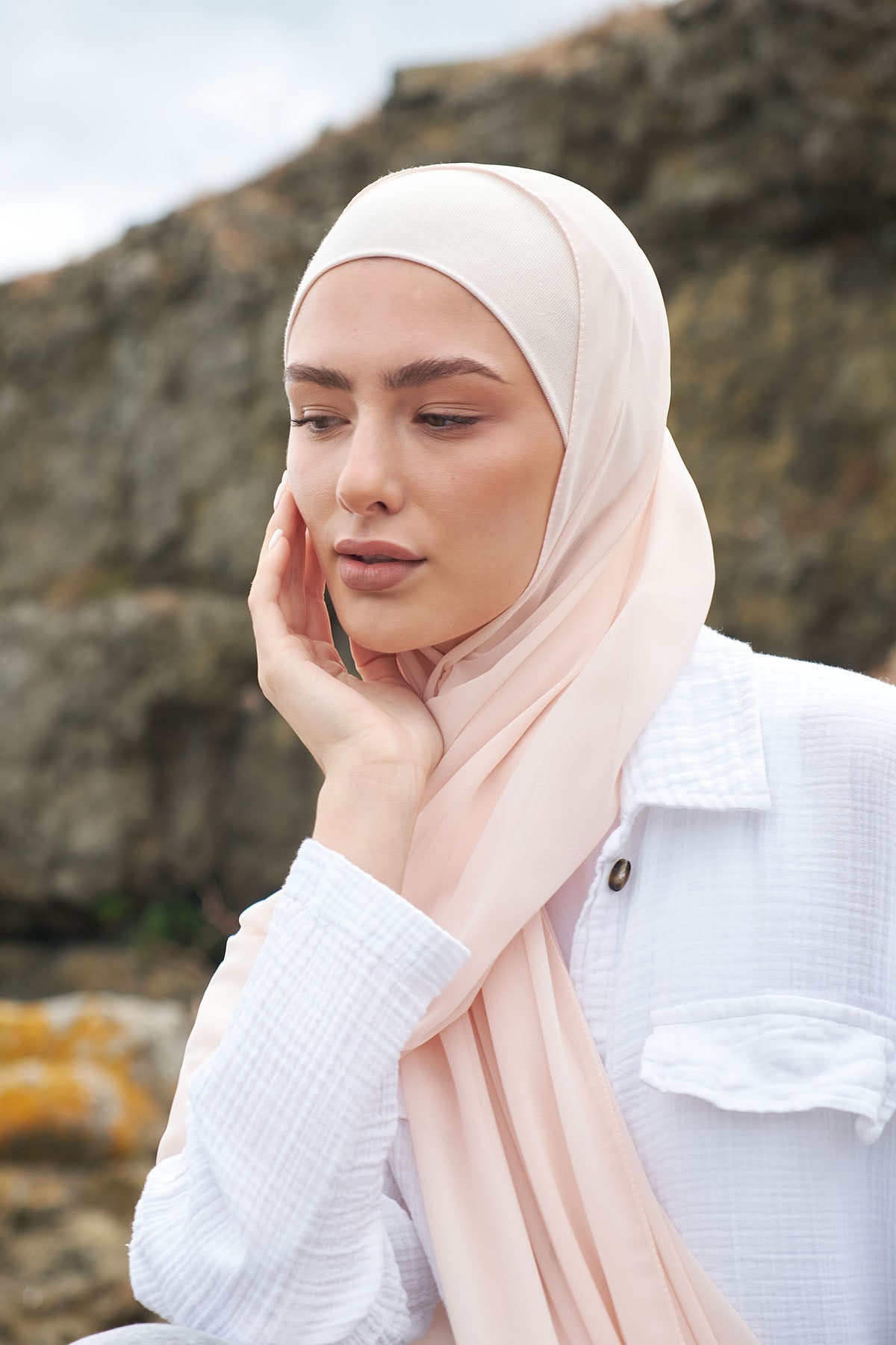 Chiffon Hijab in Vanilla Ice Color