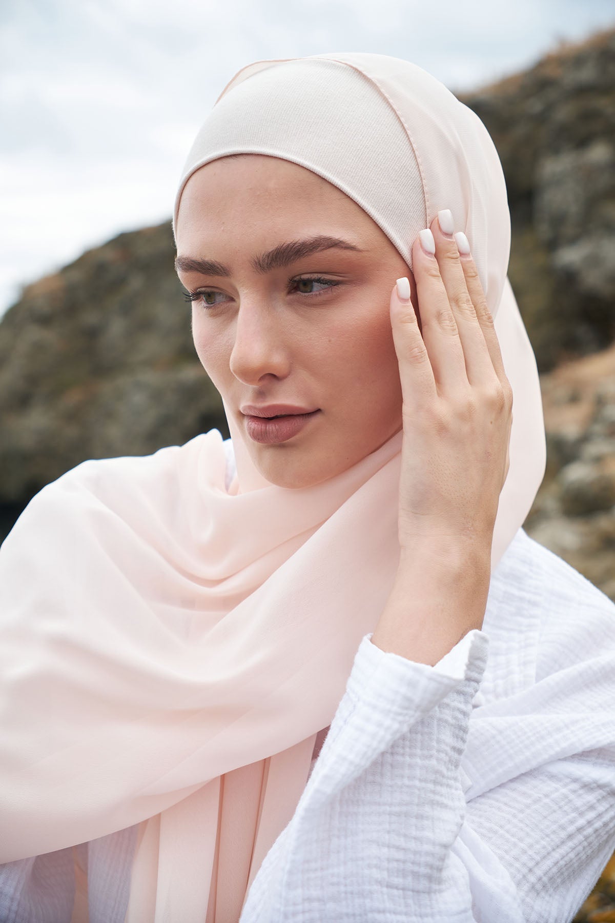 Chiffon Hijab in Vanilla Ice Color