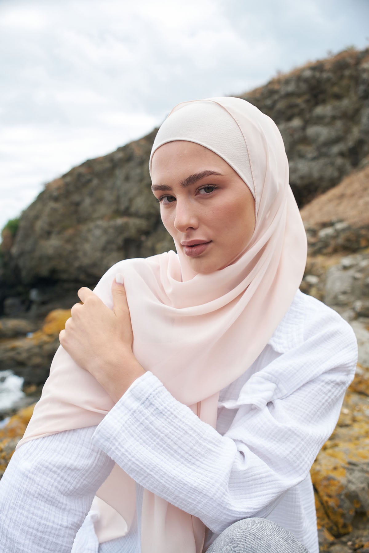 Chiffon Hijab in Vanilla Ice Color