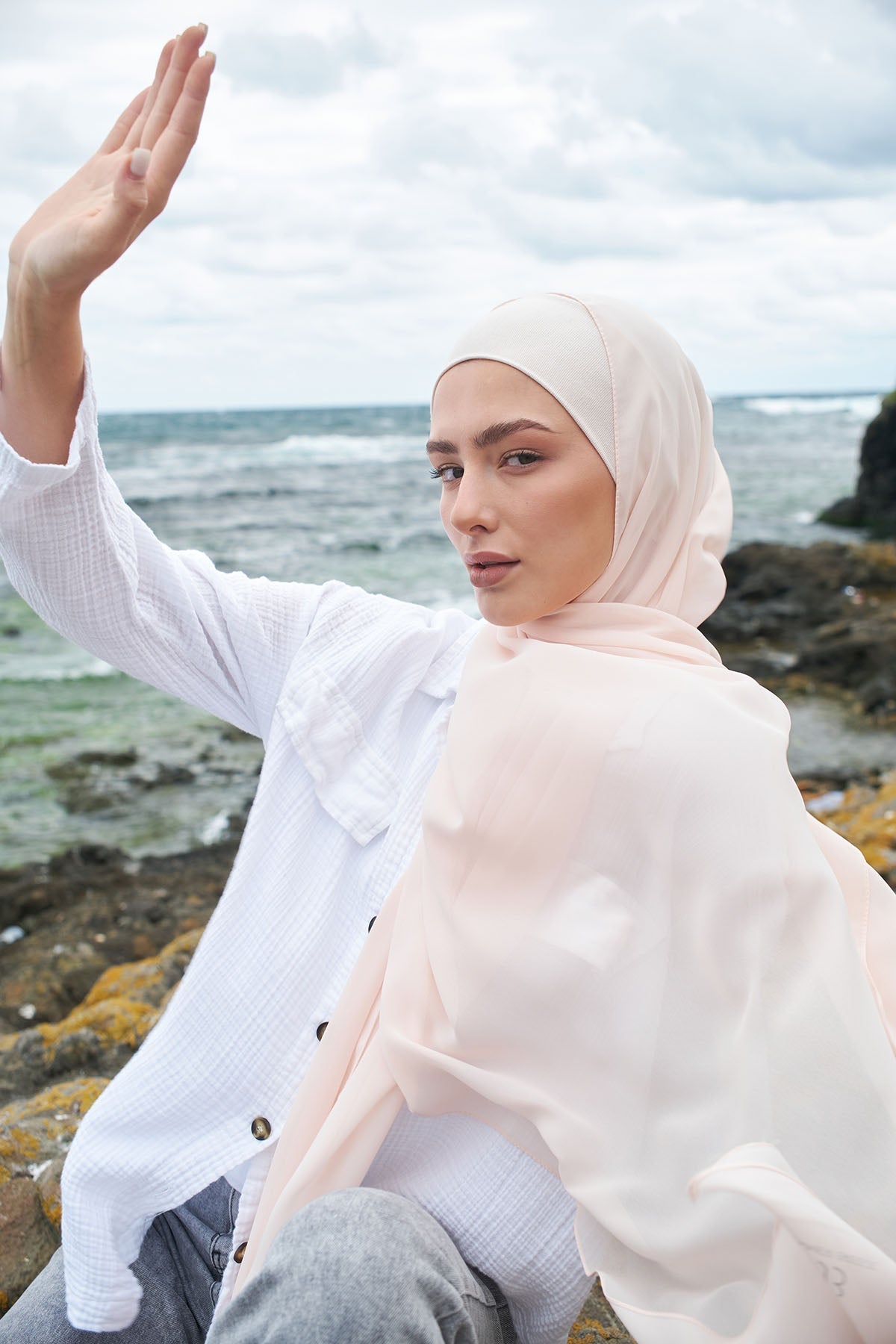 Chiffon Hijab in Vanilla Ice Color