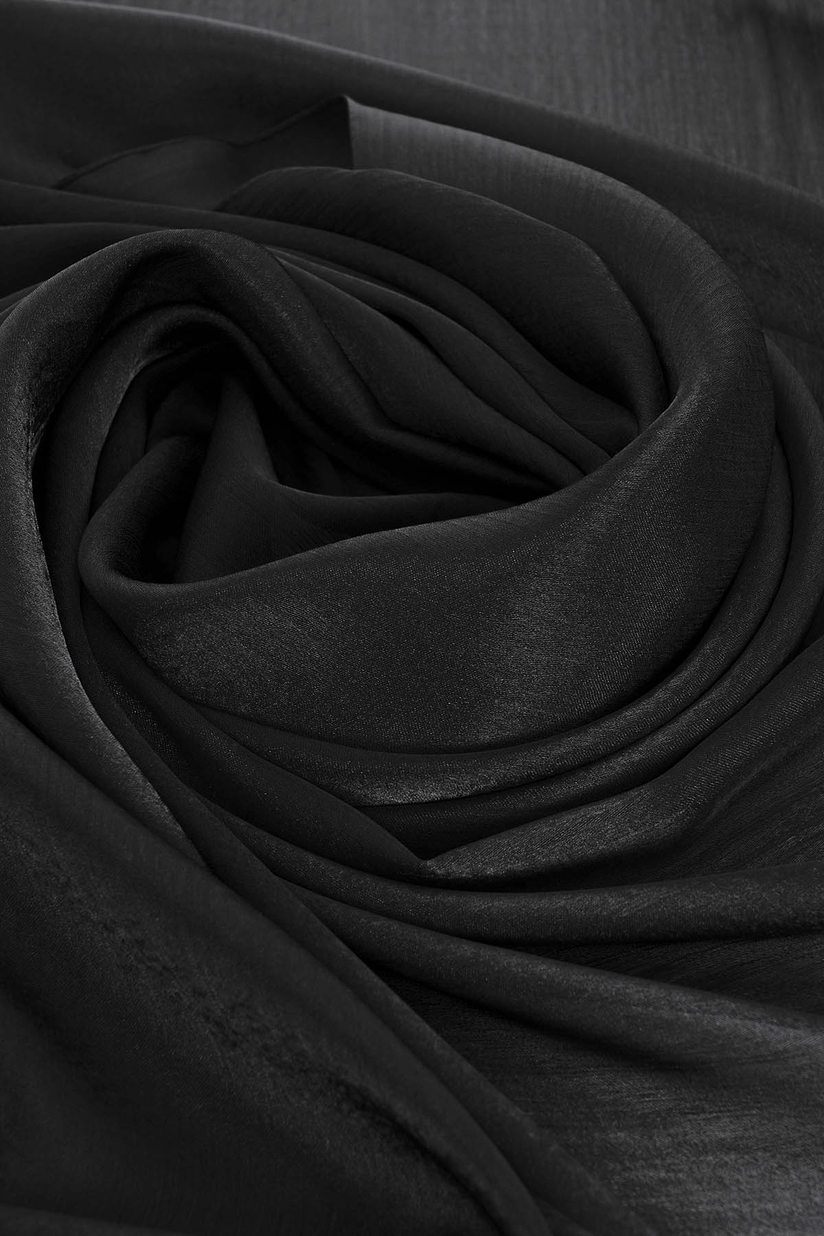 Satin Crepe Hijab in Black Color