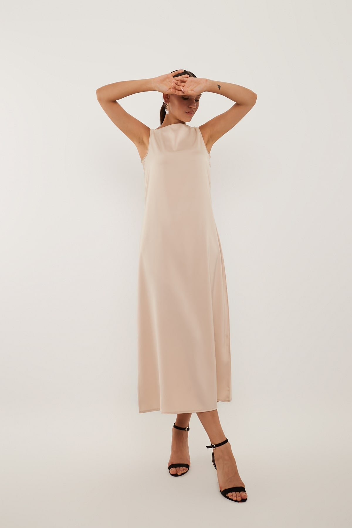 Maxi Basic Dress in Beige Color