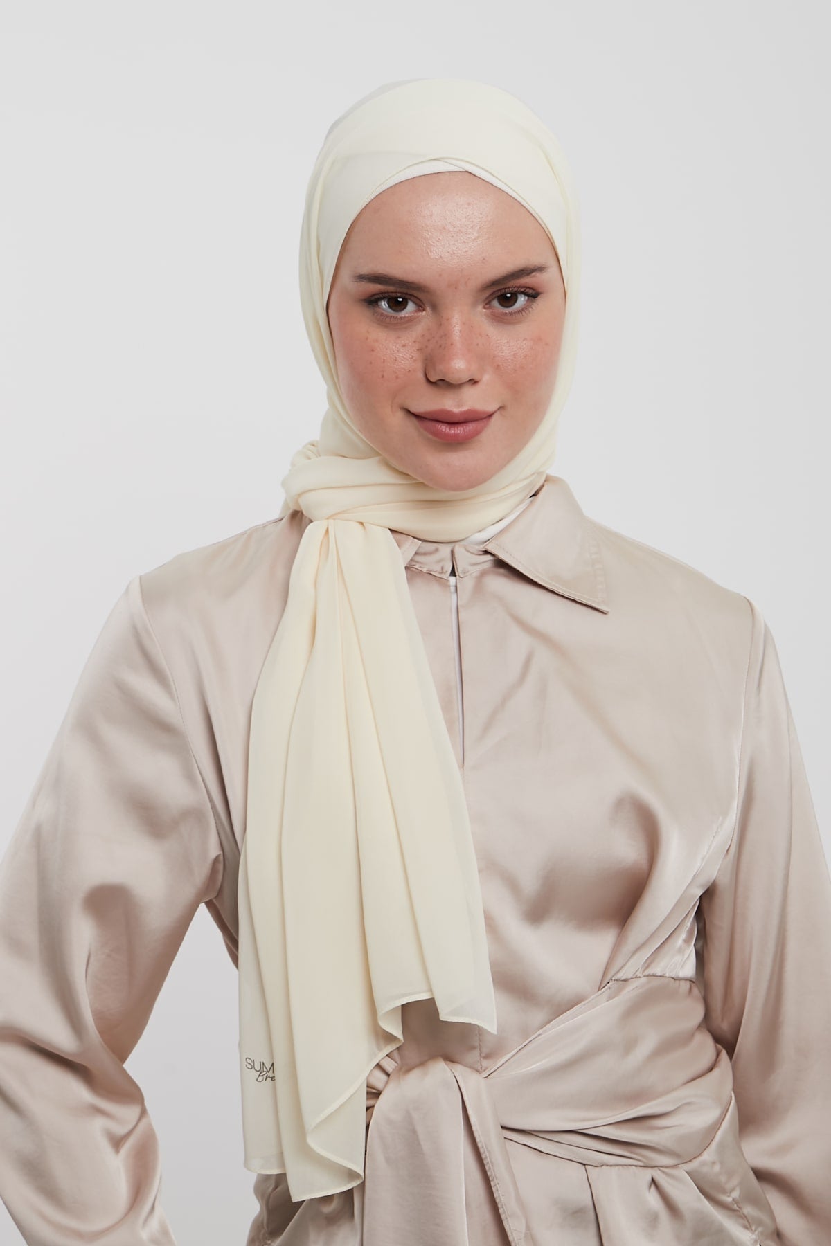 Chiffon Hijab in Antique White  Color