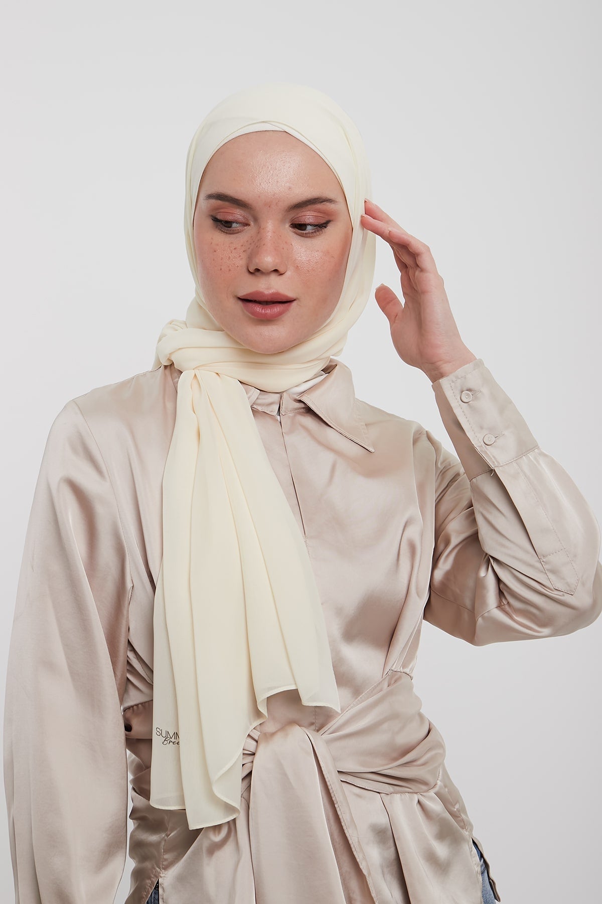 Chiffon Hijab in Antique White  Color