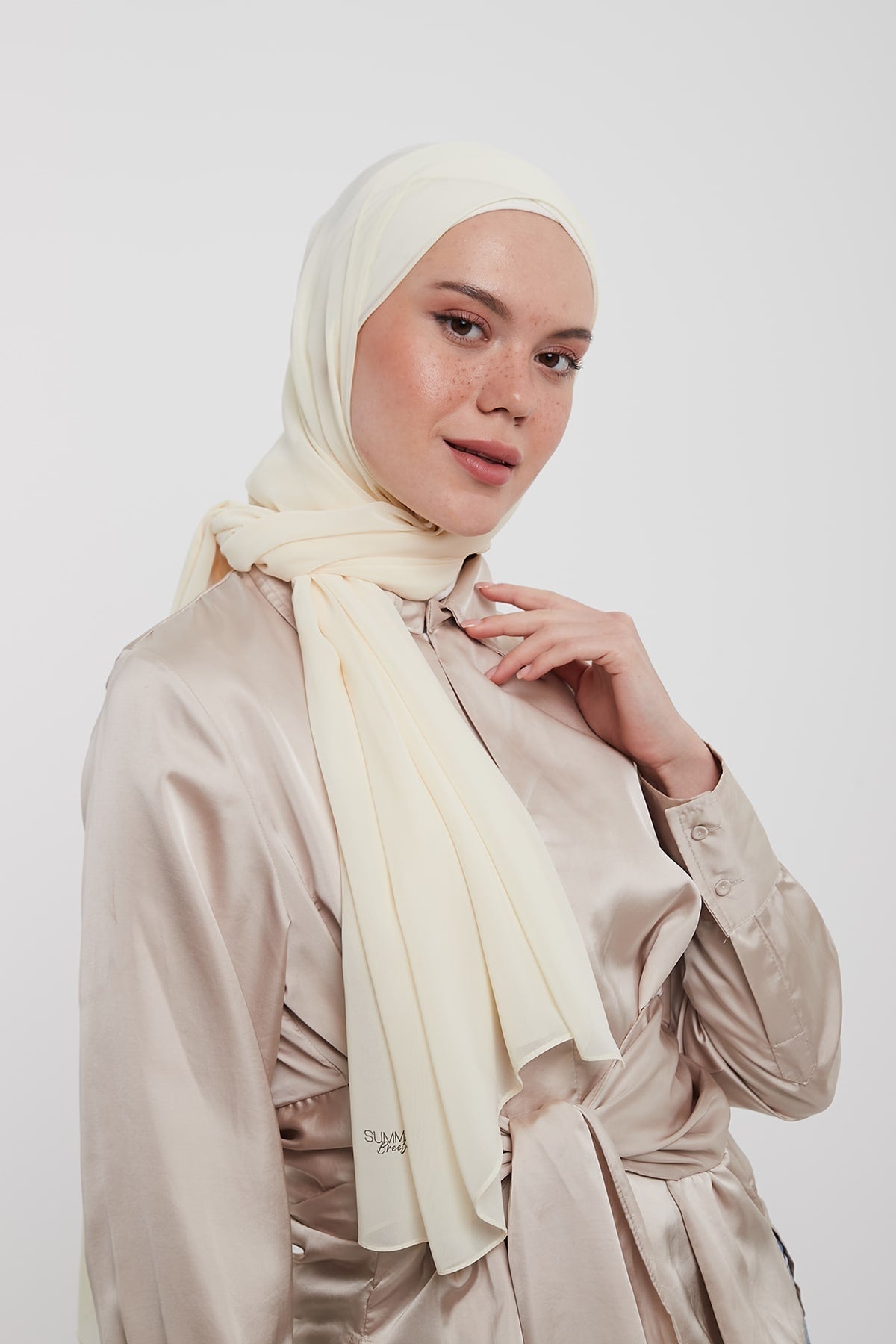 Chiffon Hijab in Antique White  Color