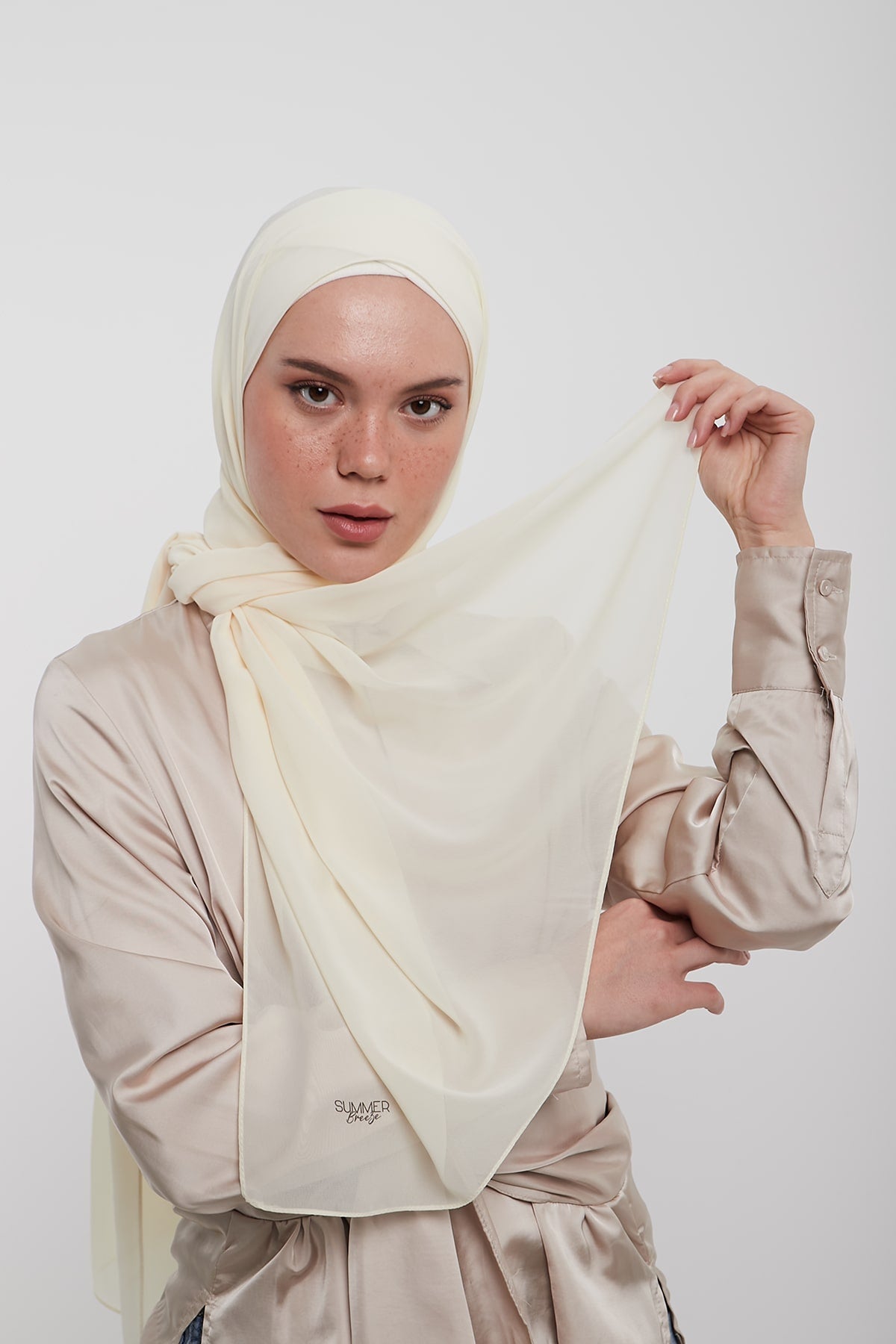 Chiffon Hijab in Antique White  Color