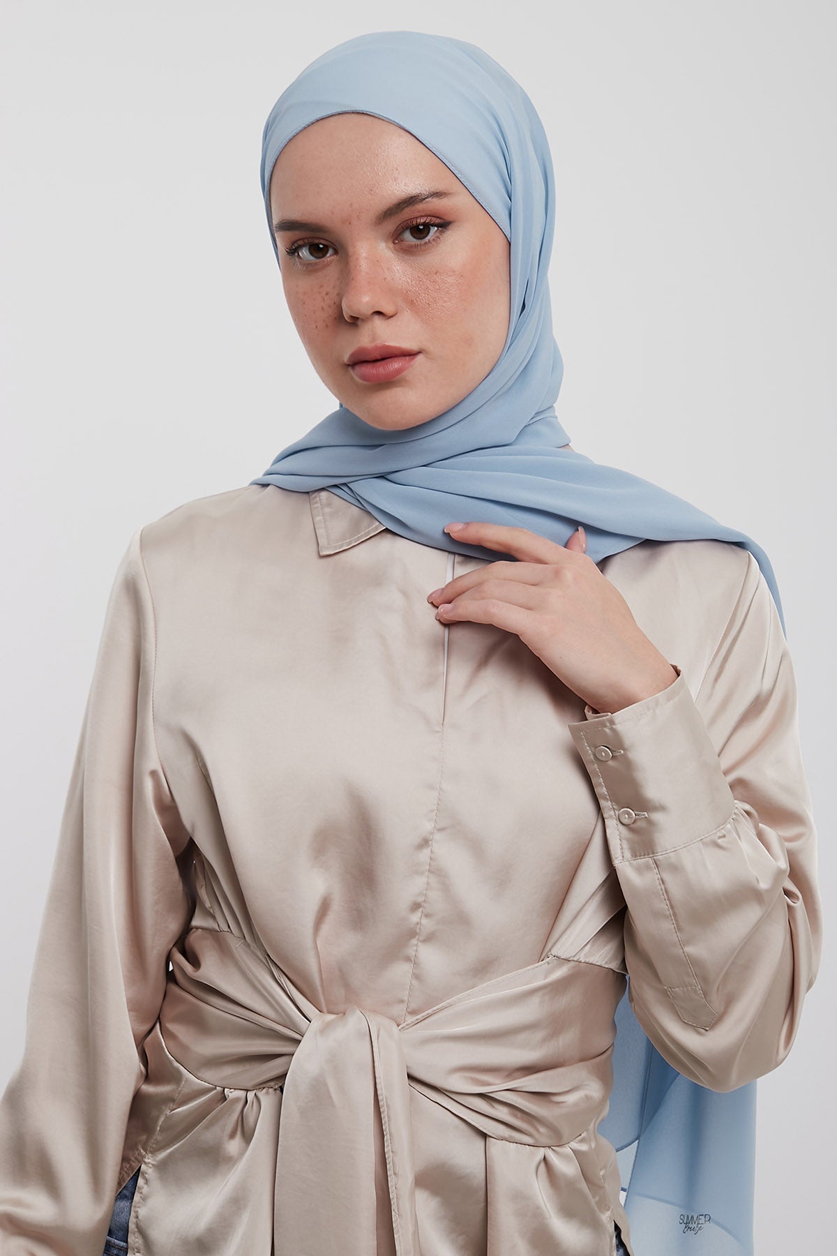 Chiffon Hijab in Rock Blue   Color