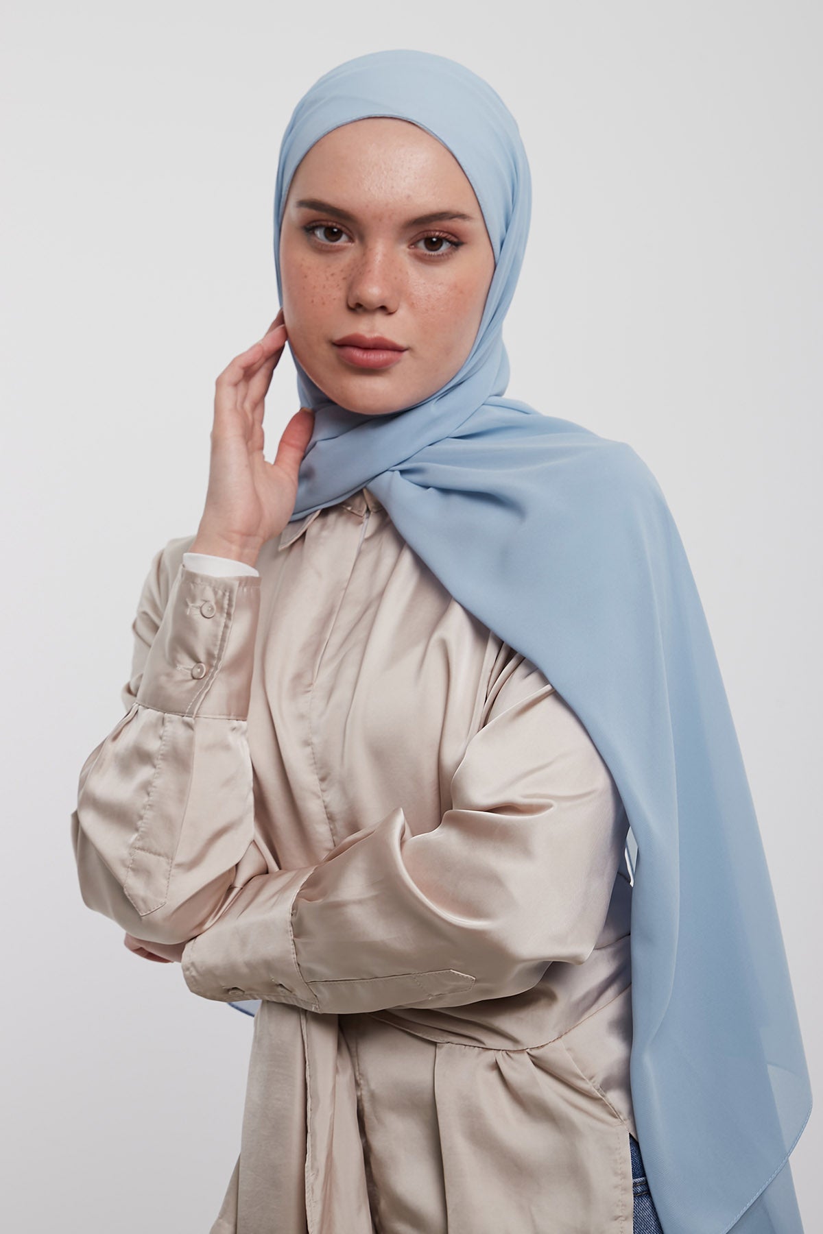 Chiffon Hijab in Rock Blue   Color