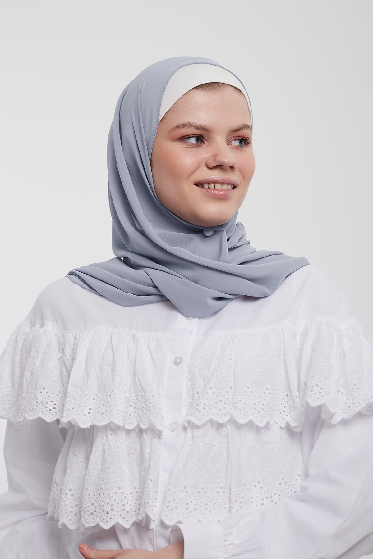 Chiffon Hijab in Grey Cloud   Color