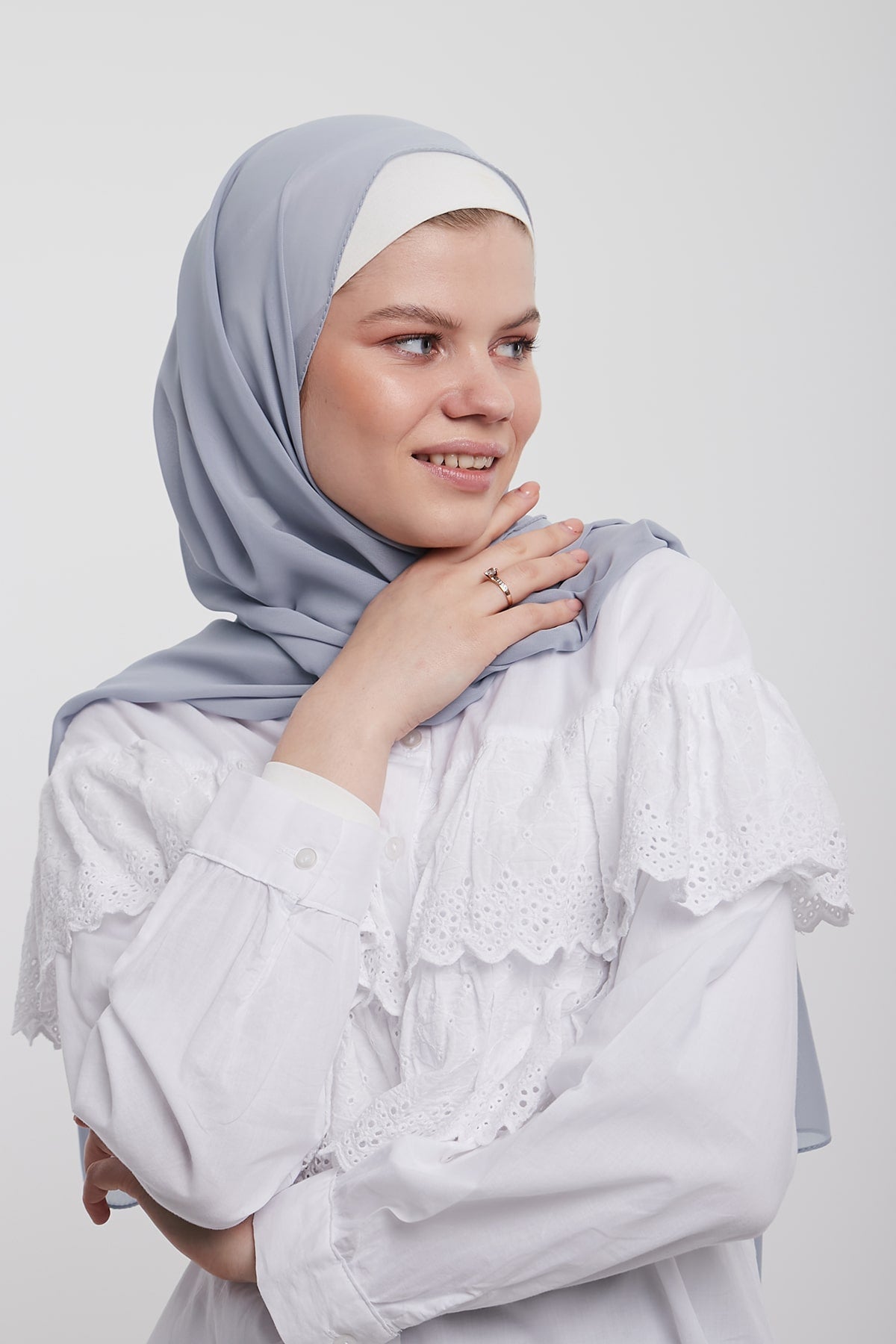 Chiffon Hijab in Grey Cloud   Color