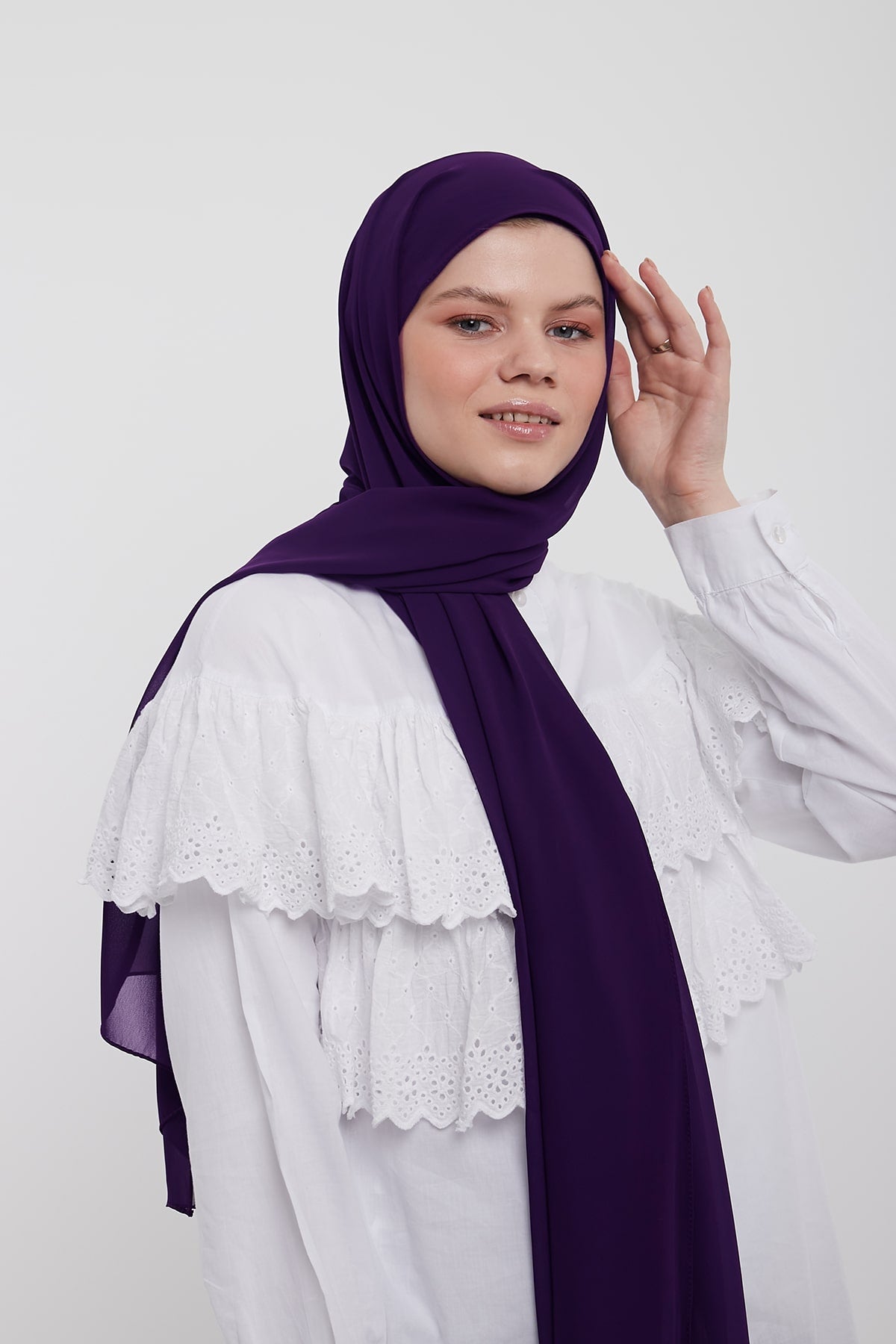 Chiffon Hijab in Plum Purple   Color