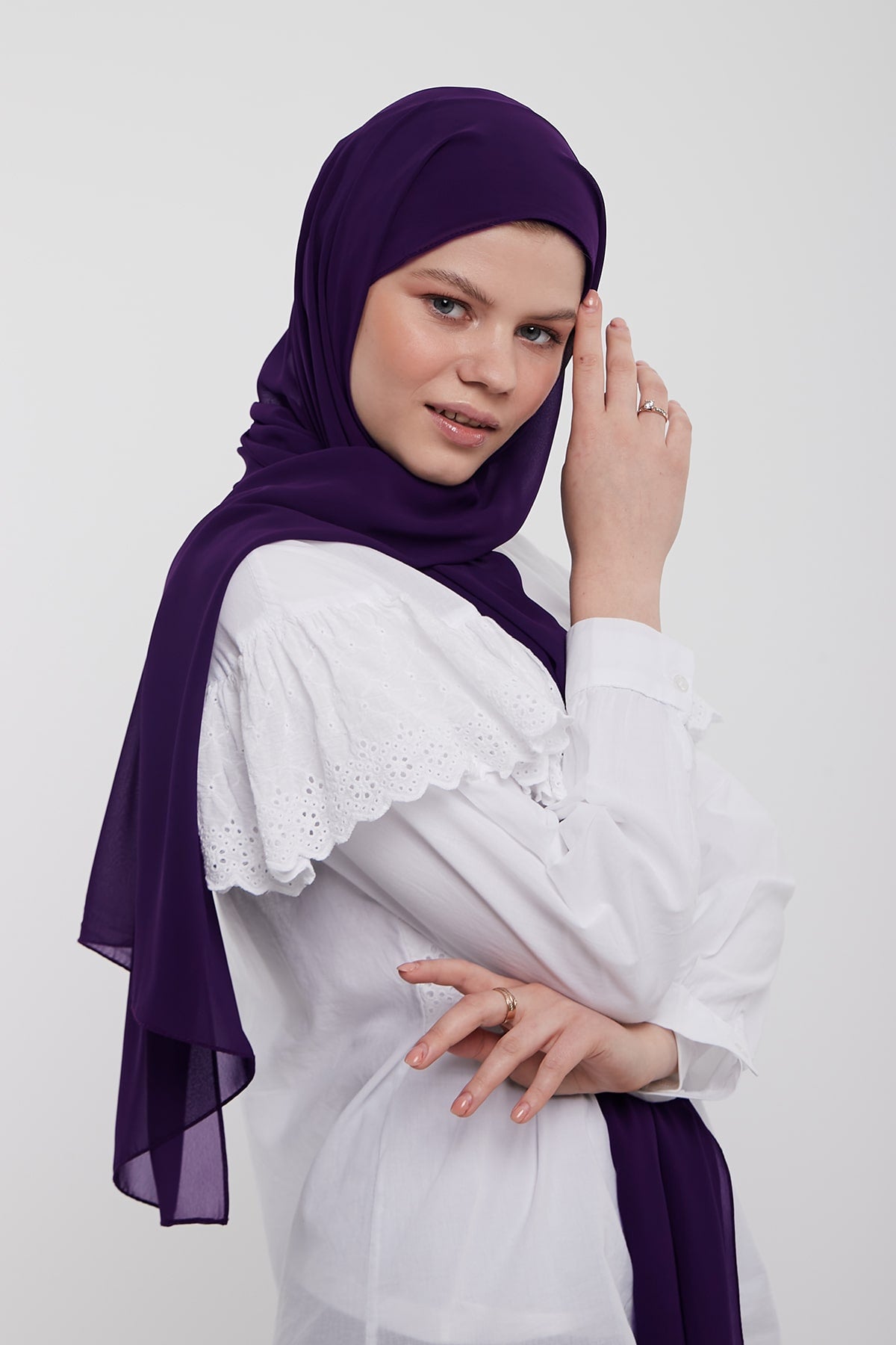 Chiffon Hijab in Plum Purple   Color