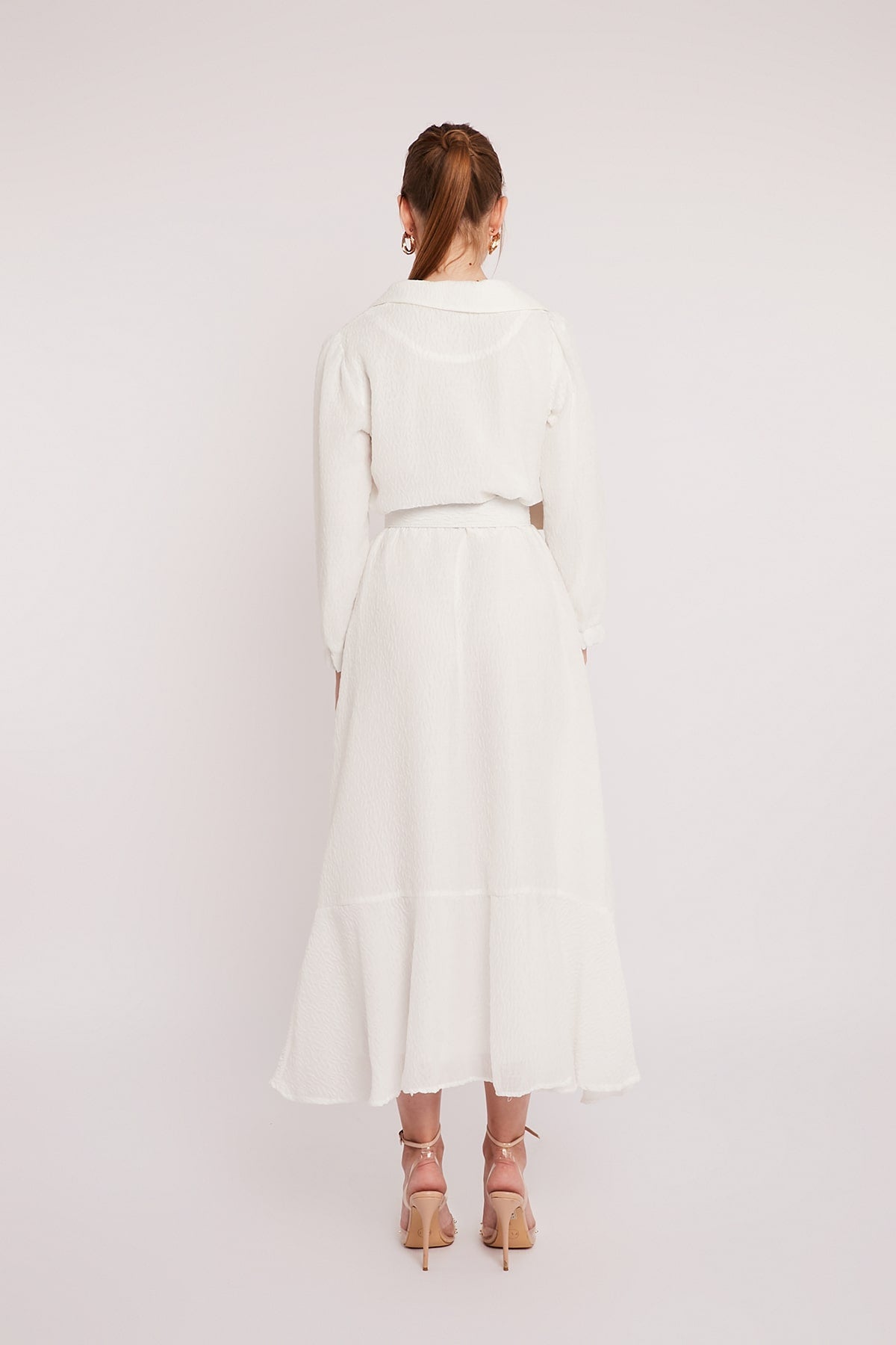 Chic Belted Dress in White Color