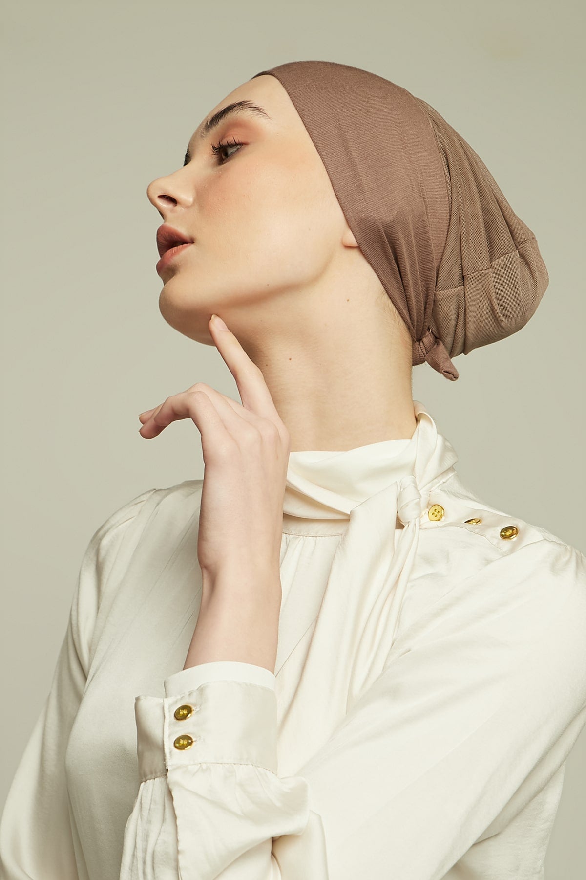 Mesh Underscarf in French Beige Color