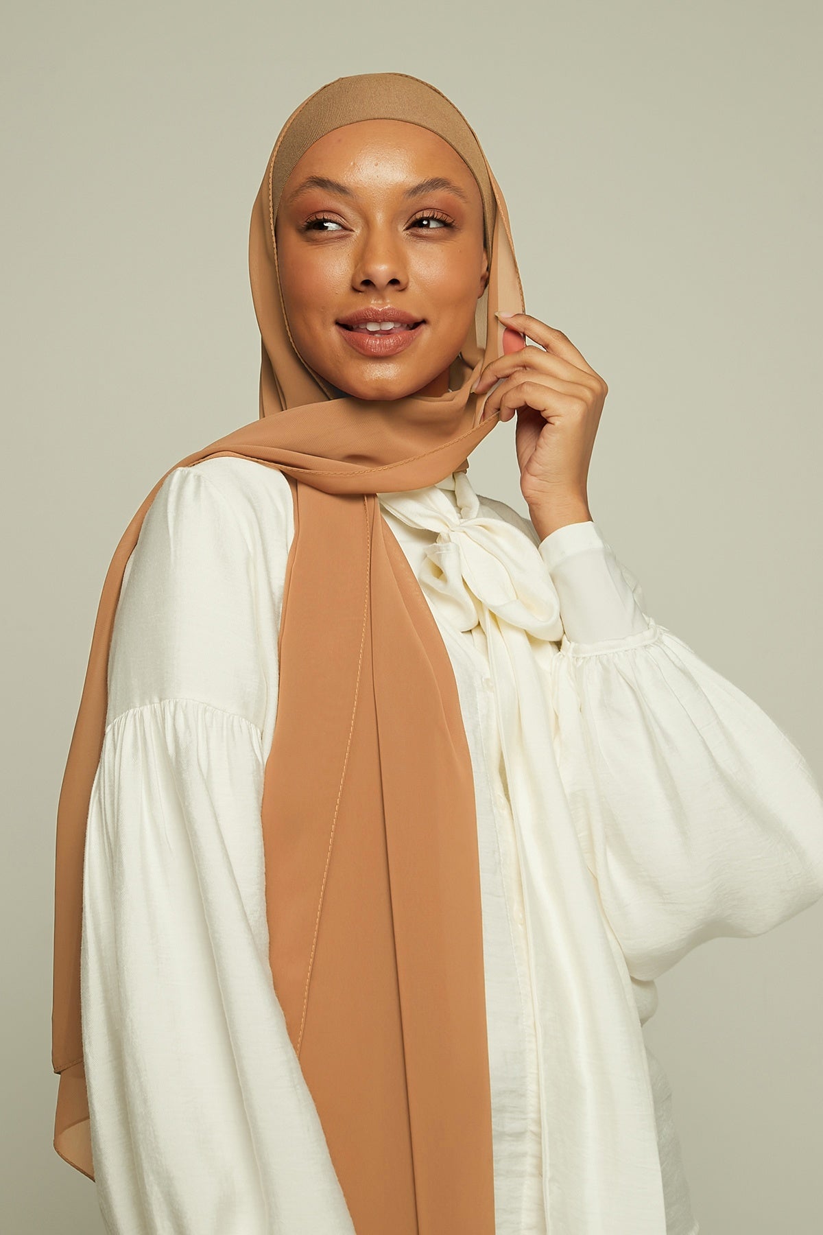 Chiffon Hijab in Dark Peach   Color