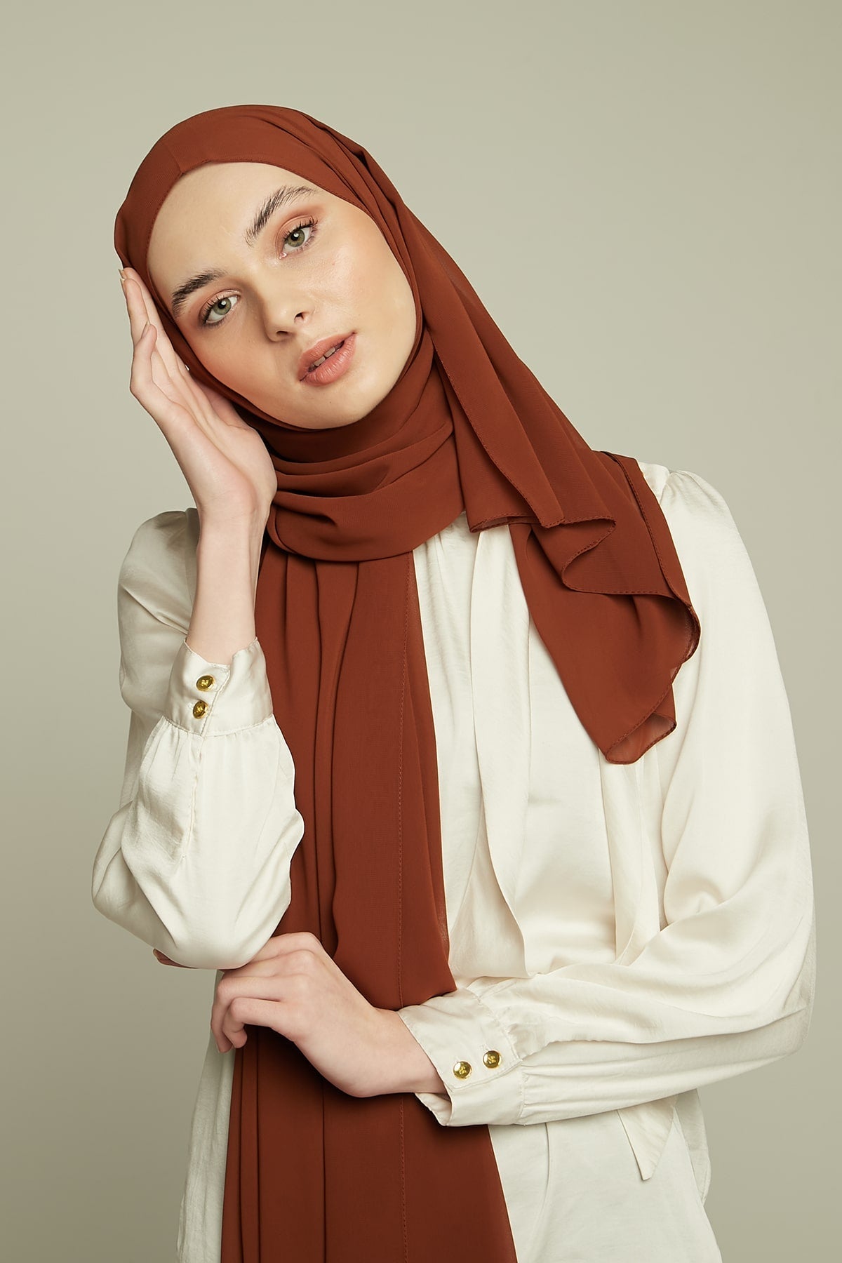 Chiffon Hijab in Walnut  Color