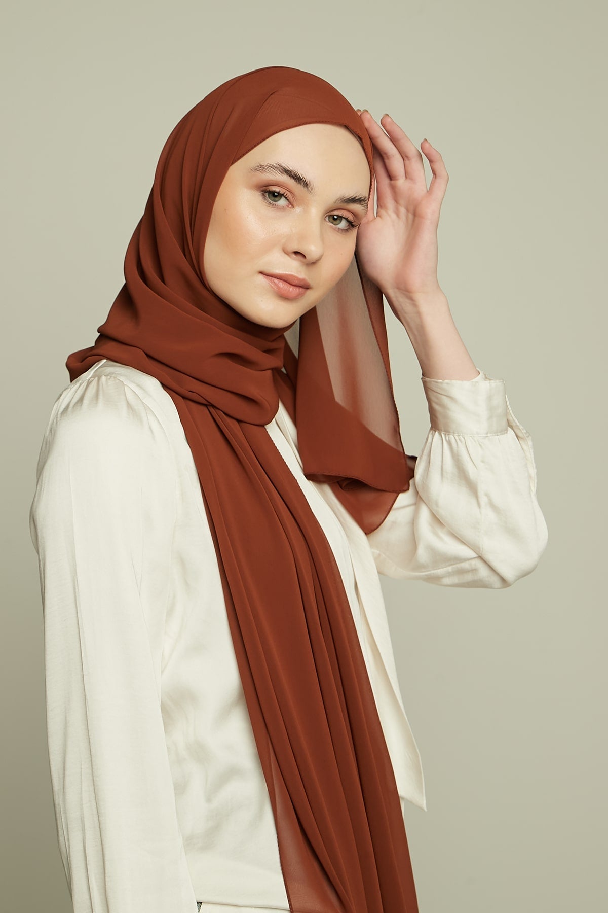 Chiffon Hijab in Walnut  Color