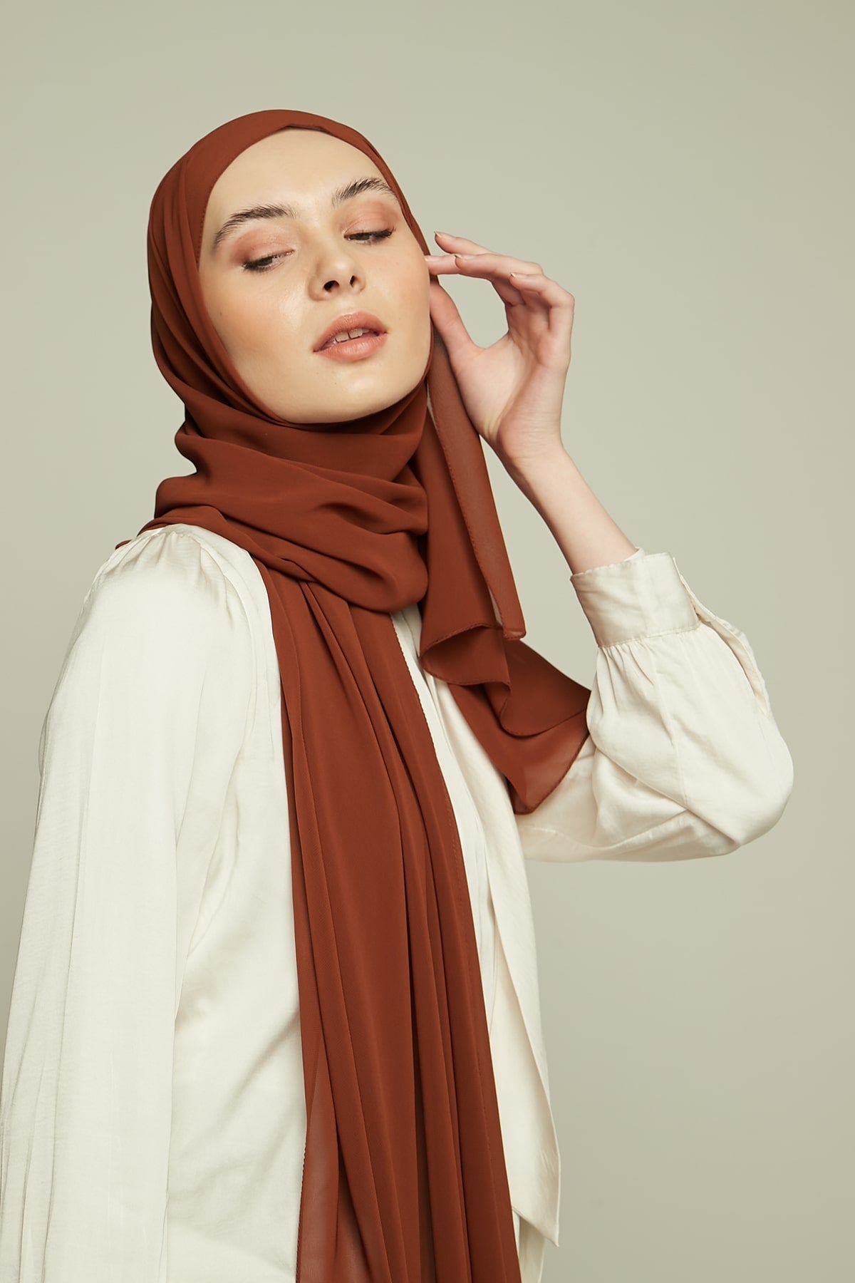 Chiffon Hijab in Walnut  Color