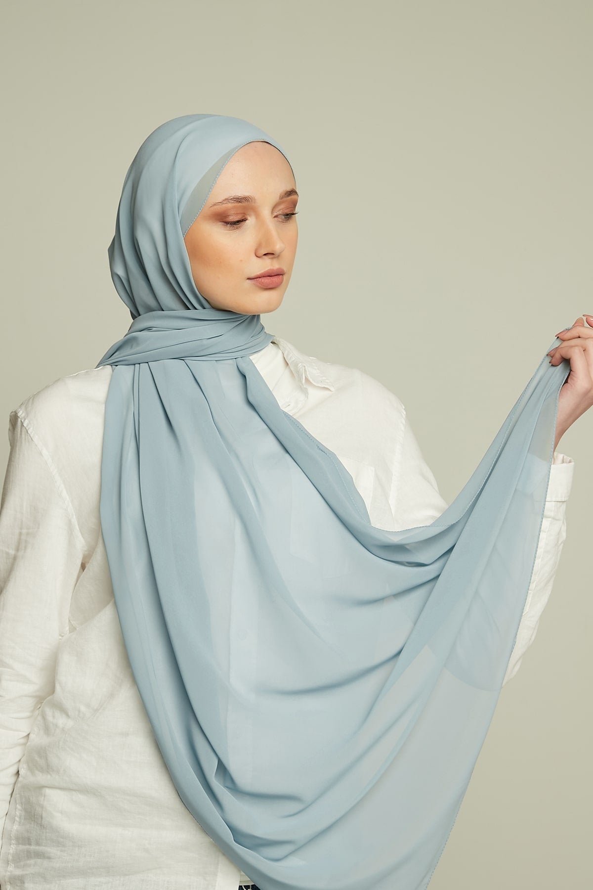 Chiffon Hijab in Blue Angel  Color