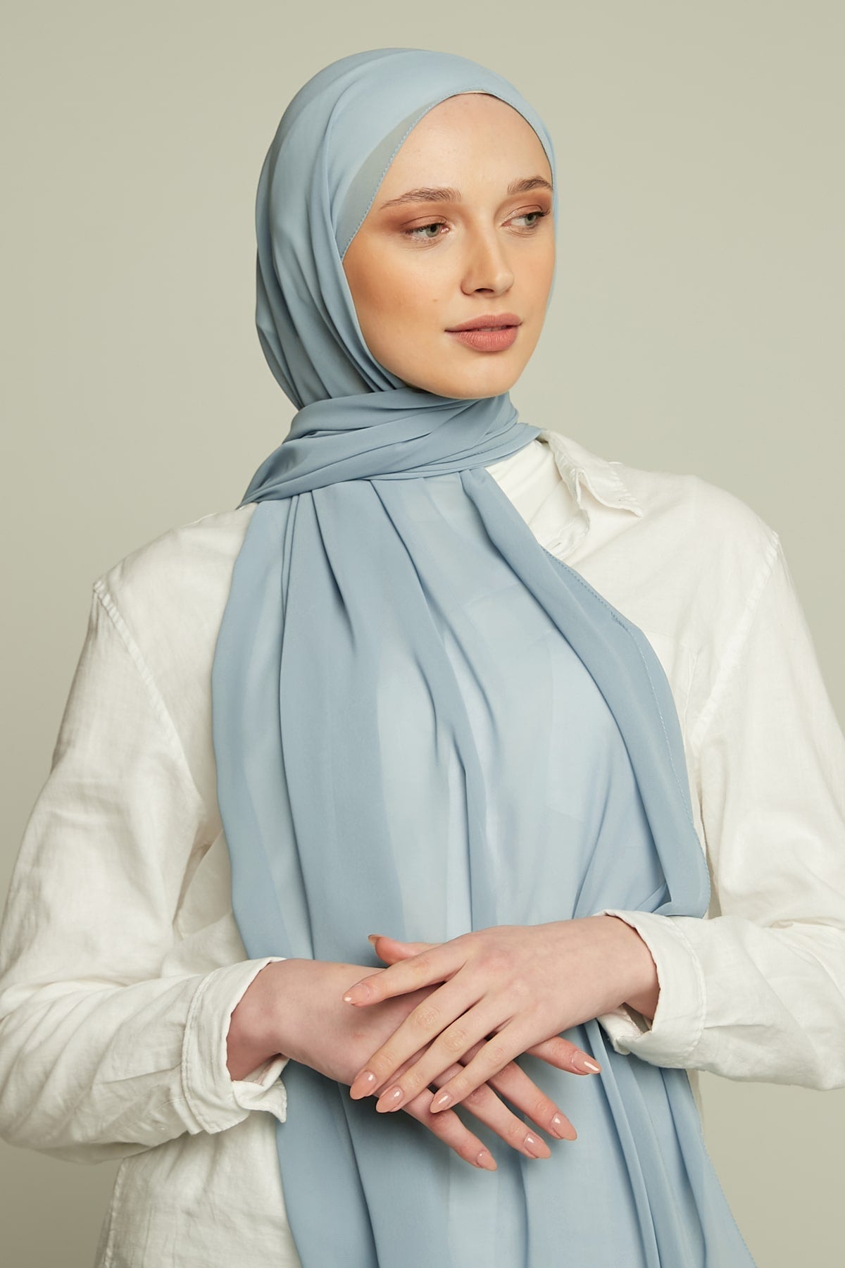 Chiffon Hijab in Blue Angel  Color