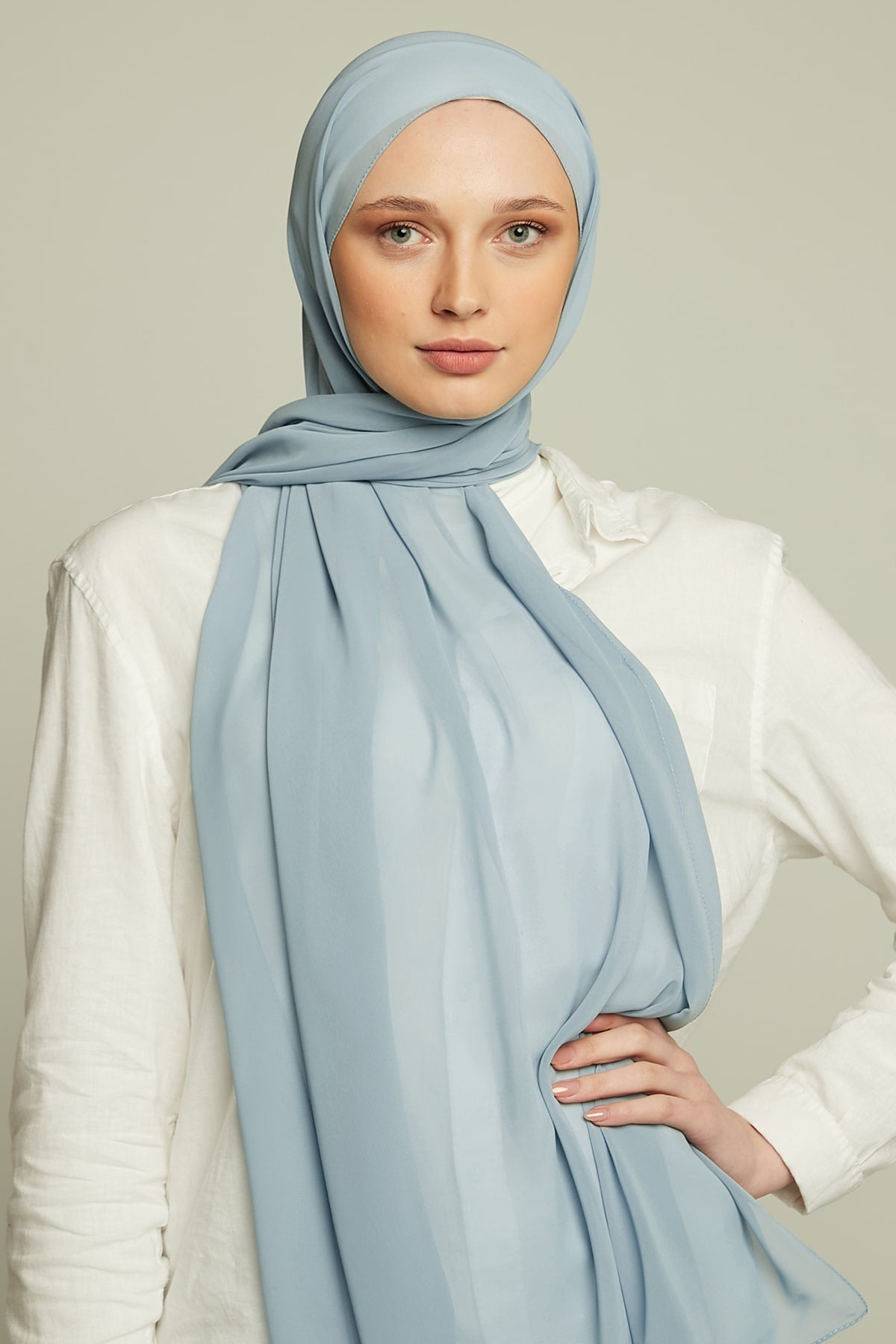 Chiffon Hijab in Blue Angel  Color