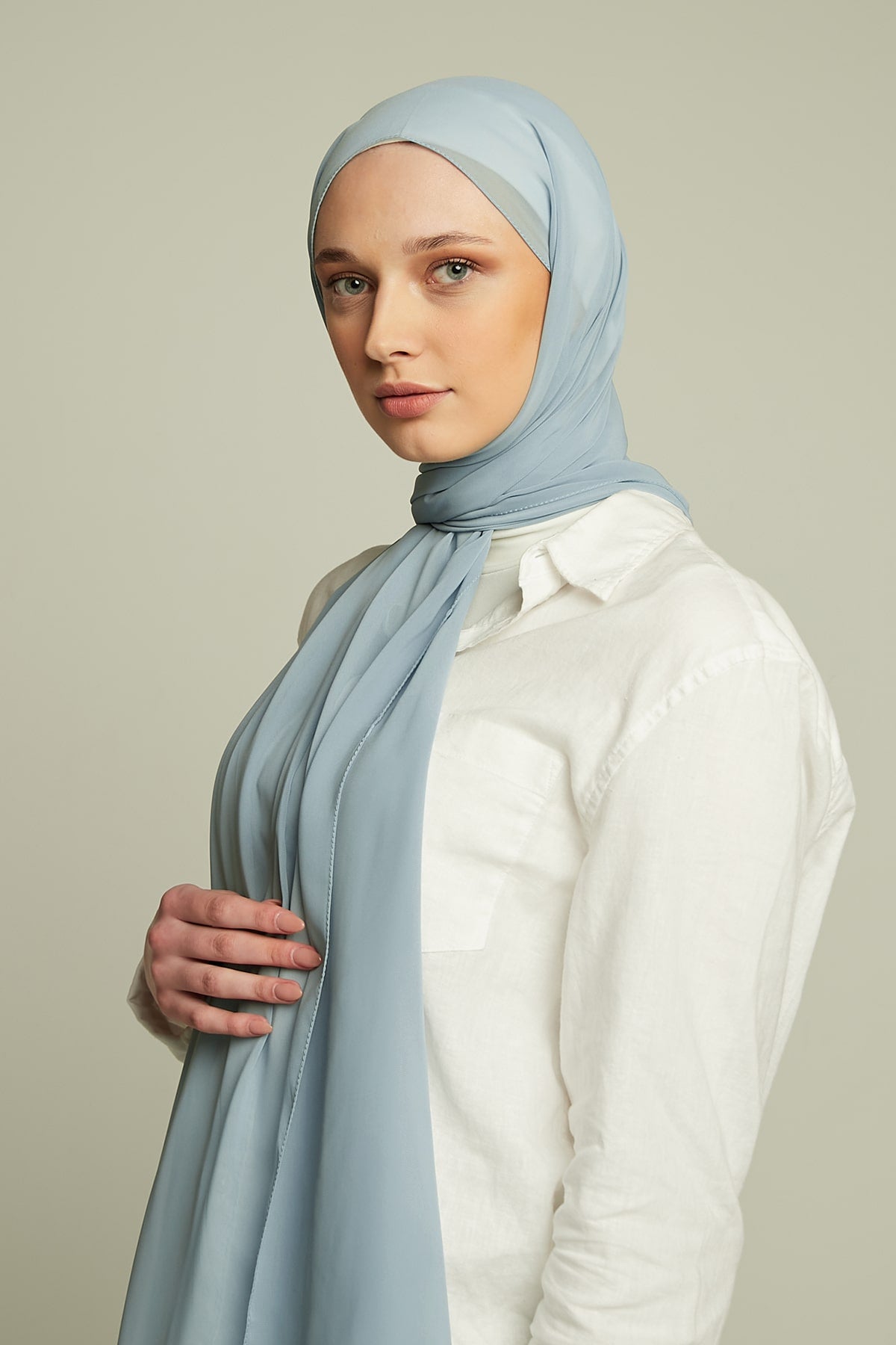 Chiffon Hijab in Blue Angel  Color