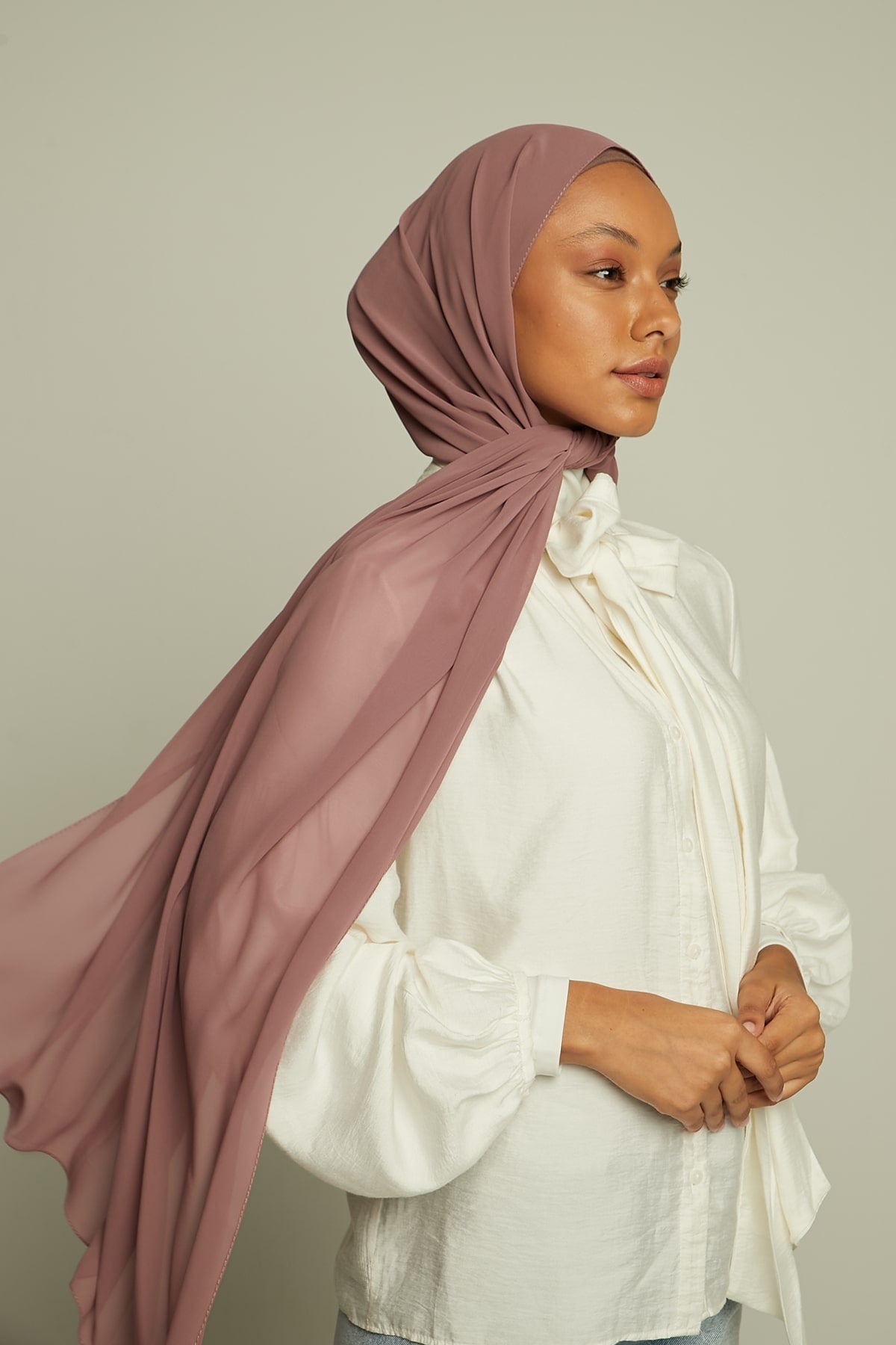 Chiffon Hijab in Old Rose   Color