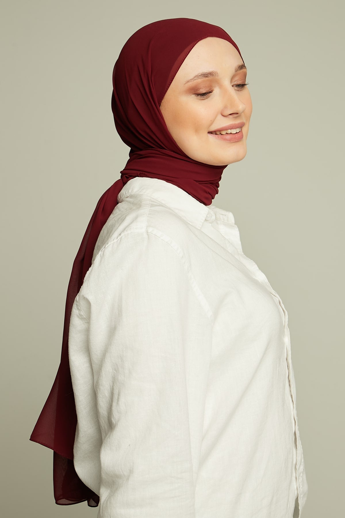 Chiffon Hijab in Maroon   Color