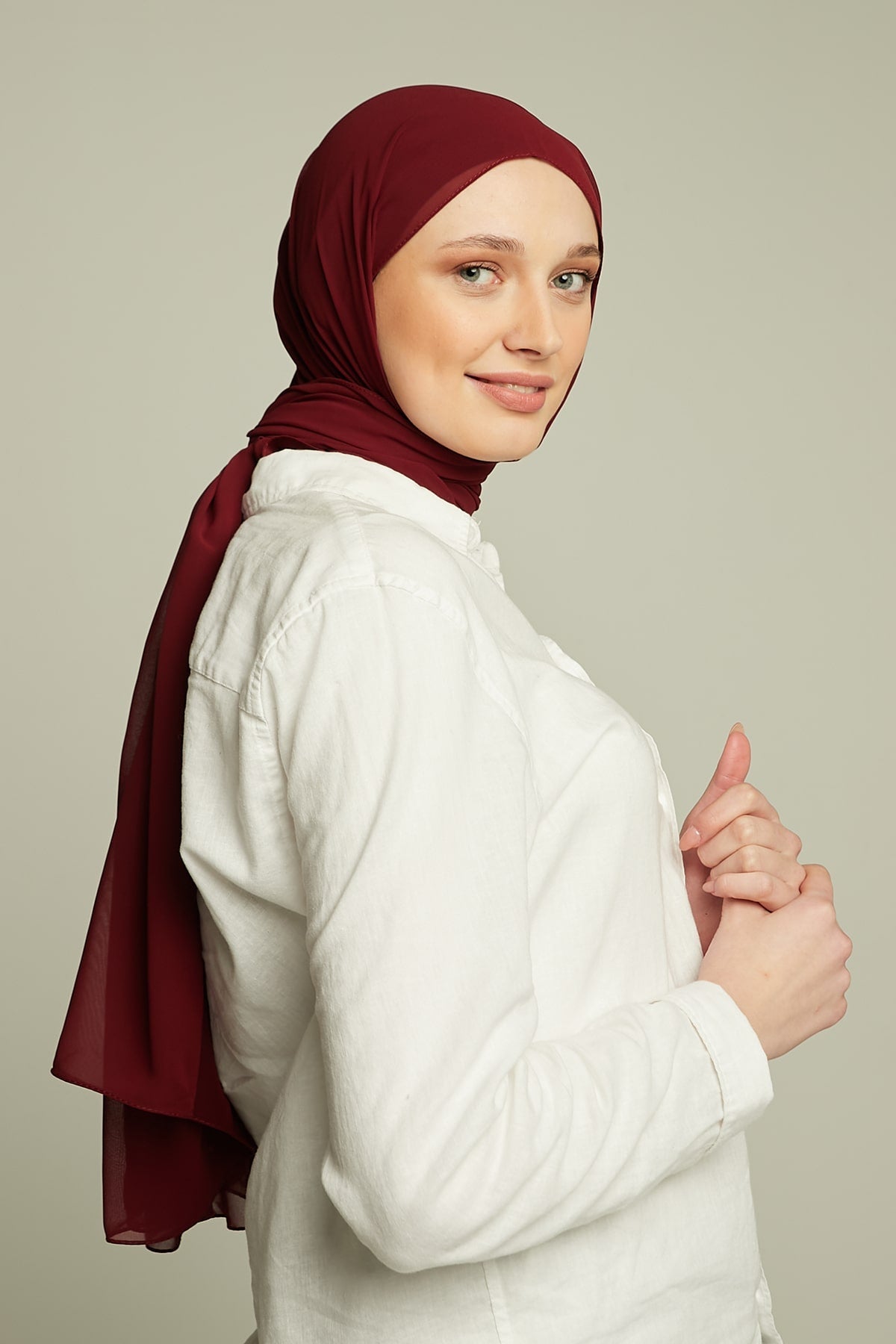 Chiffon Hijab in Maroon  Color