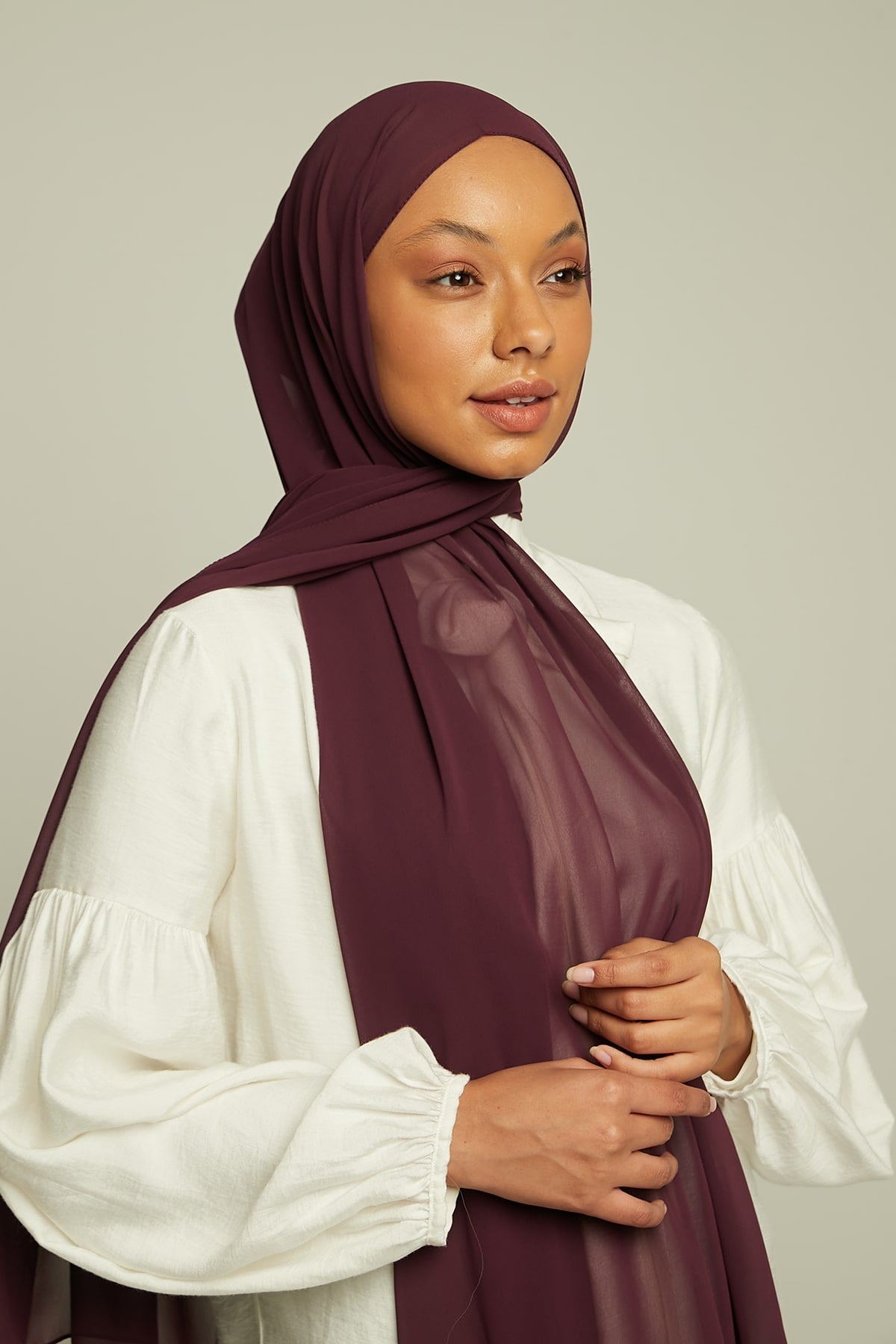 Chiffon Hijab in Wine Berry   Color