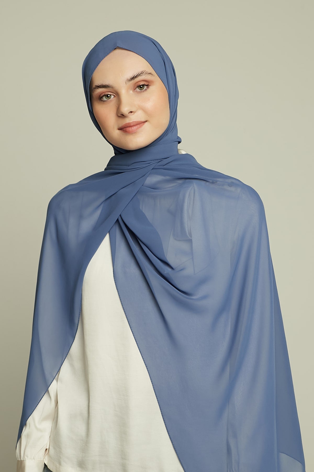 Chiffon Hijab in Dusty Blue   Color