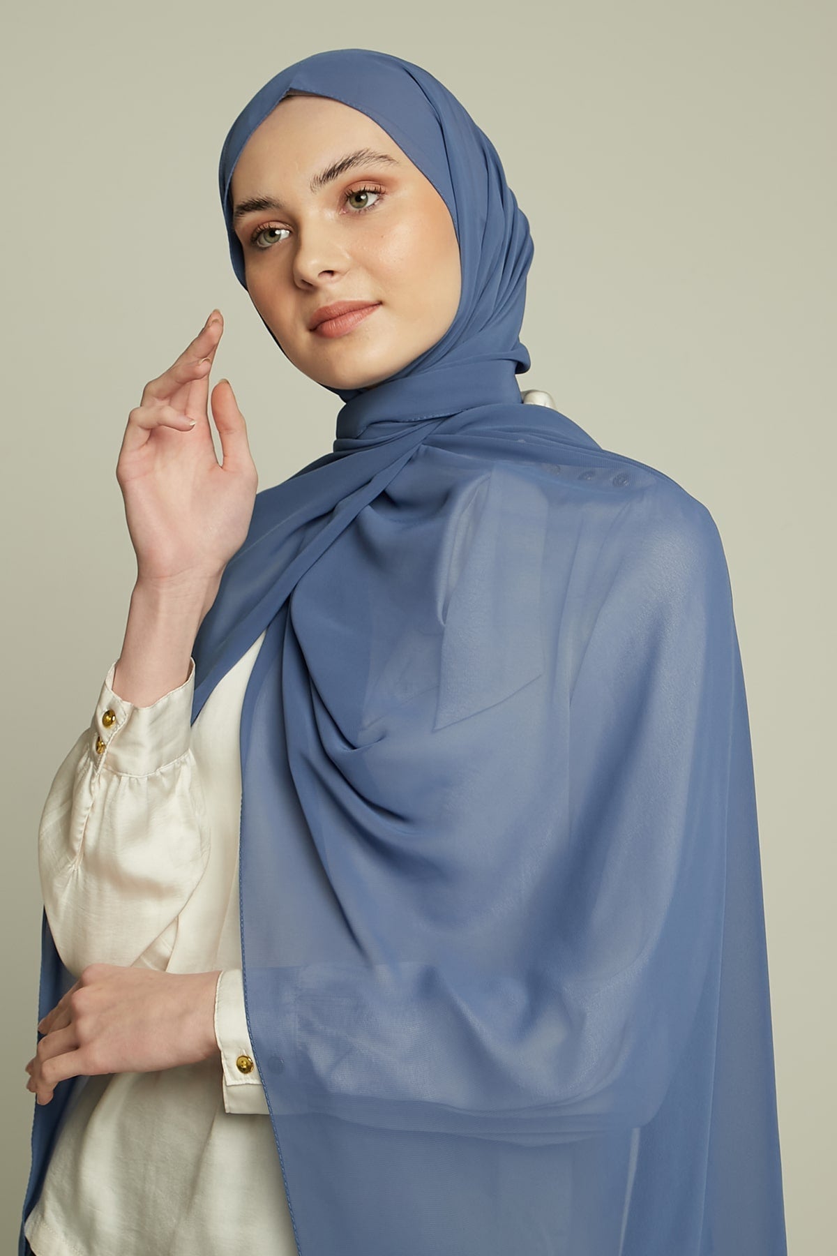 Chiffon Hijab in Dusty Blue   Color