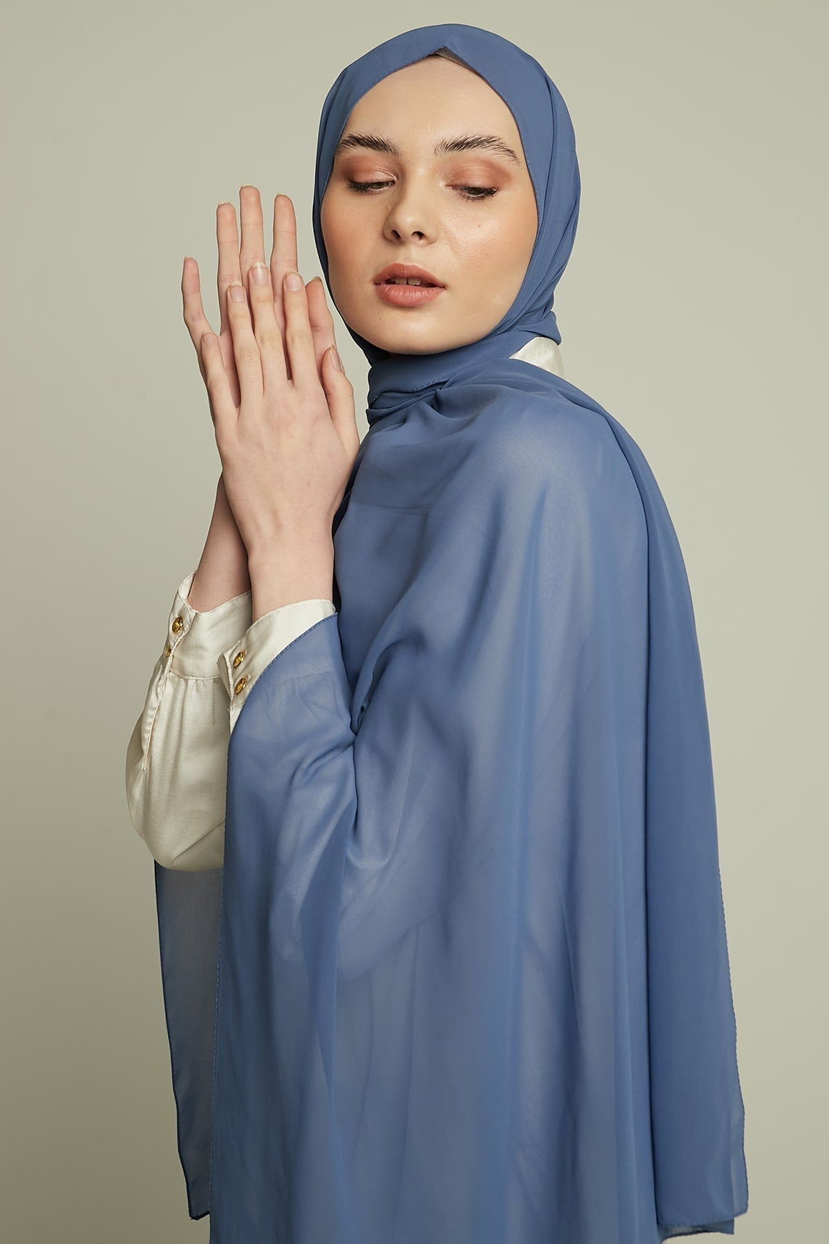 Chiffon Hijab in Dusty Blue   Color