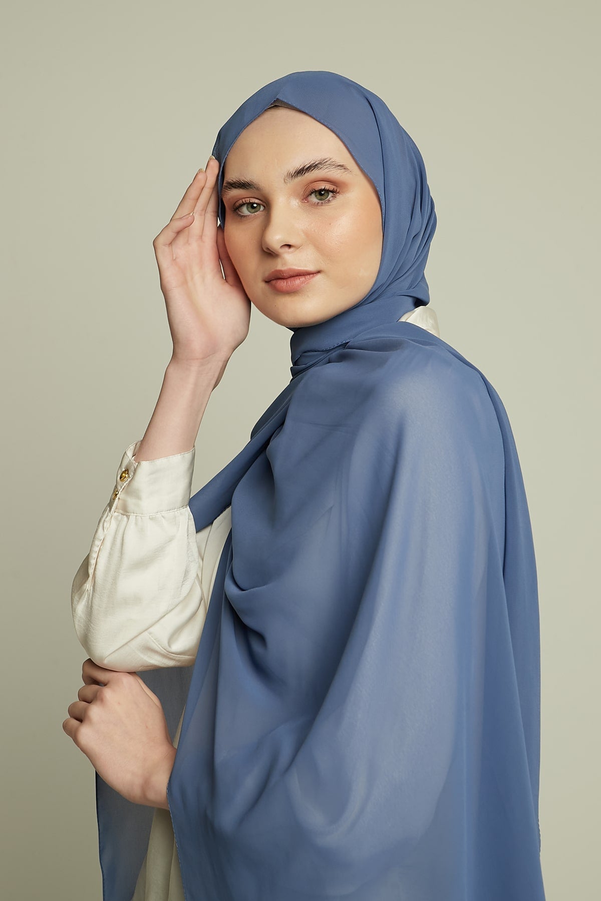 Chiffon Hijab in Dusty Blue   Color