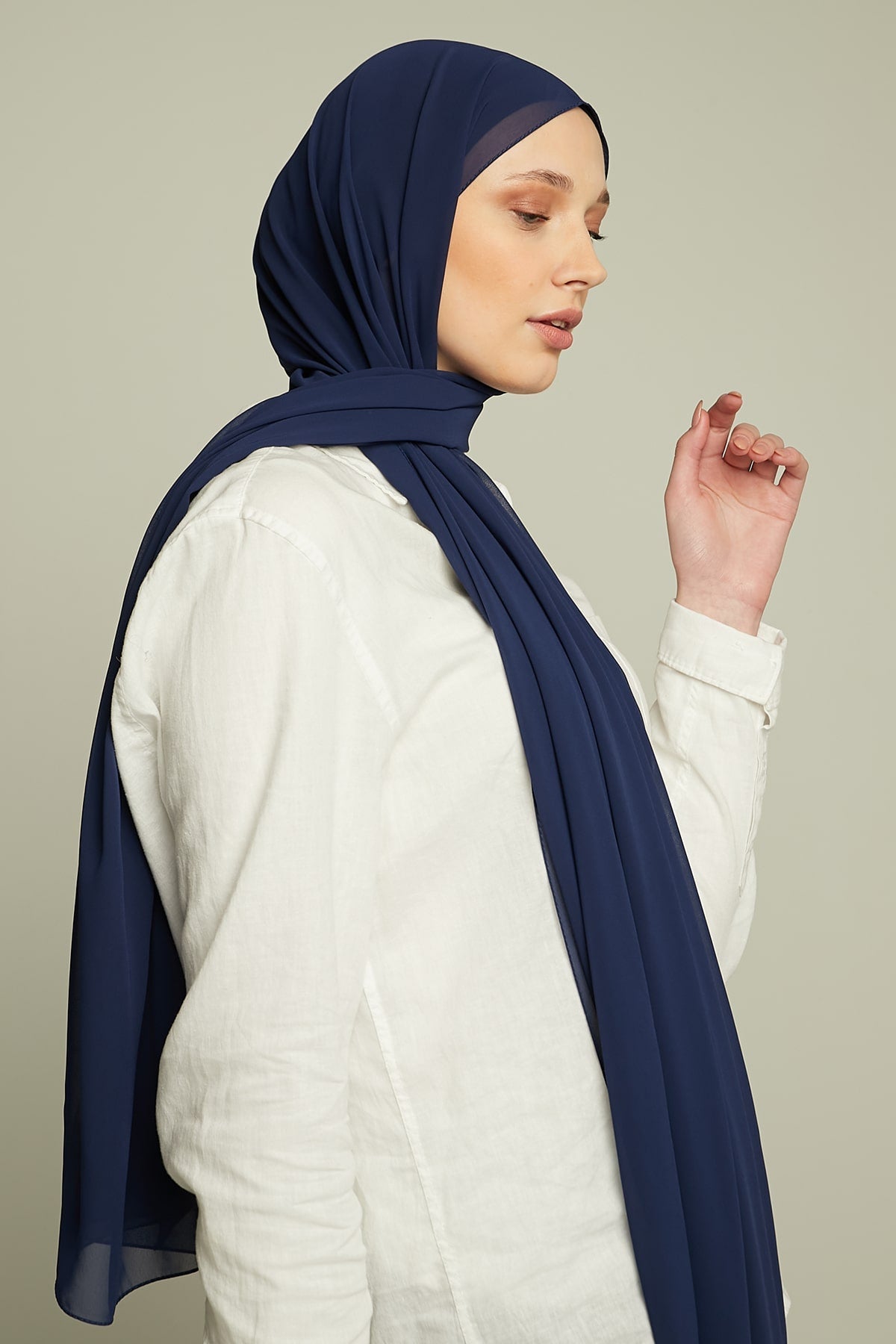 Chiffon Hijab in Navy   Color