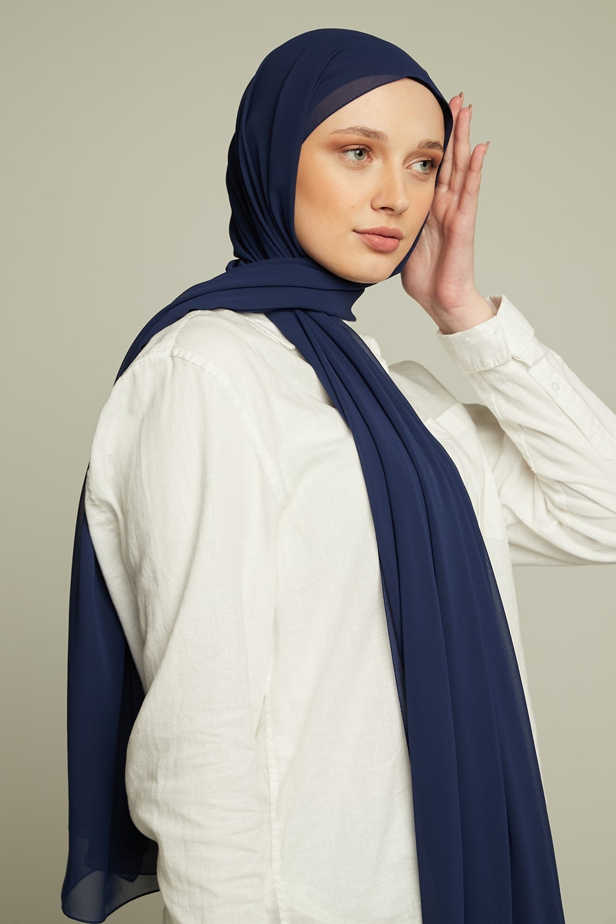 Chiffon Hijab in Navy   Color