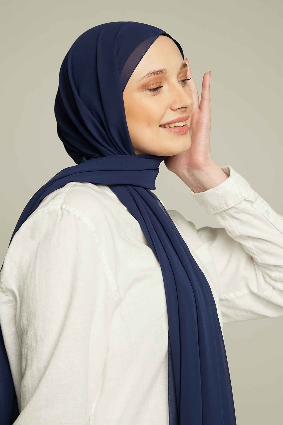 Chiffon Hijab in Navy   Color