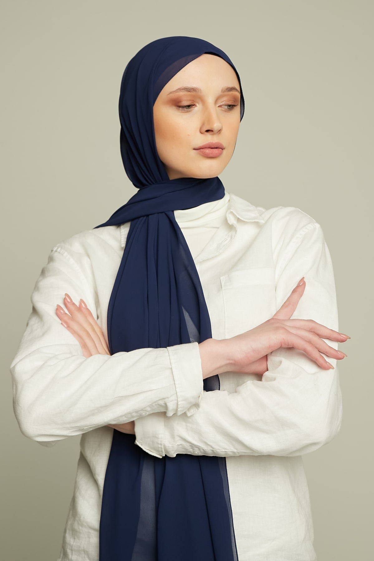 Chiffon Hijab in Navy   Color