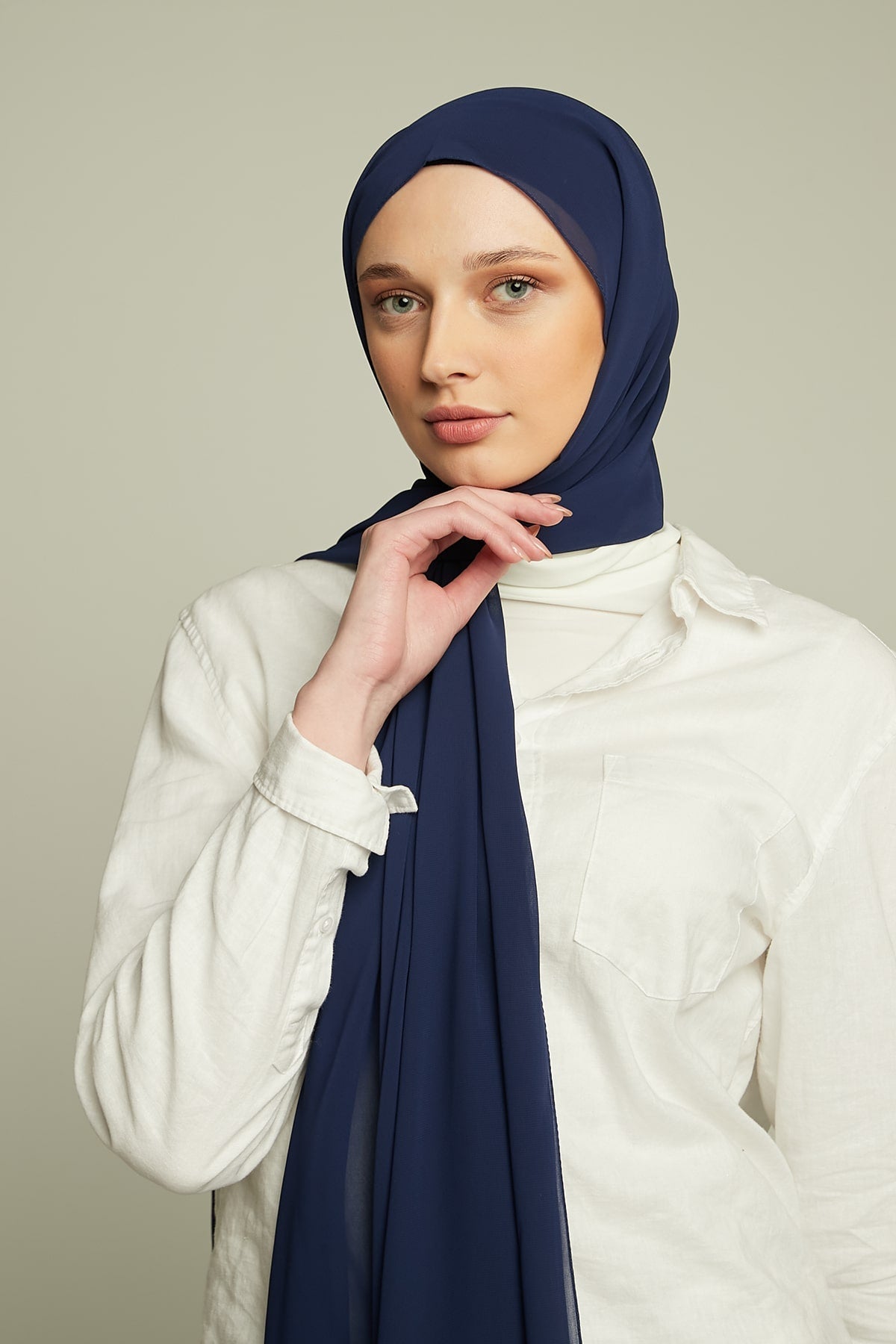 Chiffon Hijab in Navy   Color