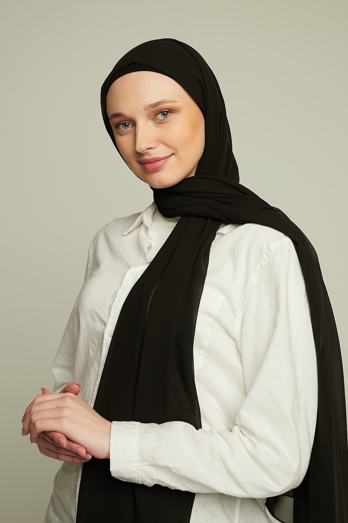 Chiffon Hijab in Black   Color