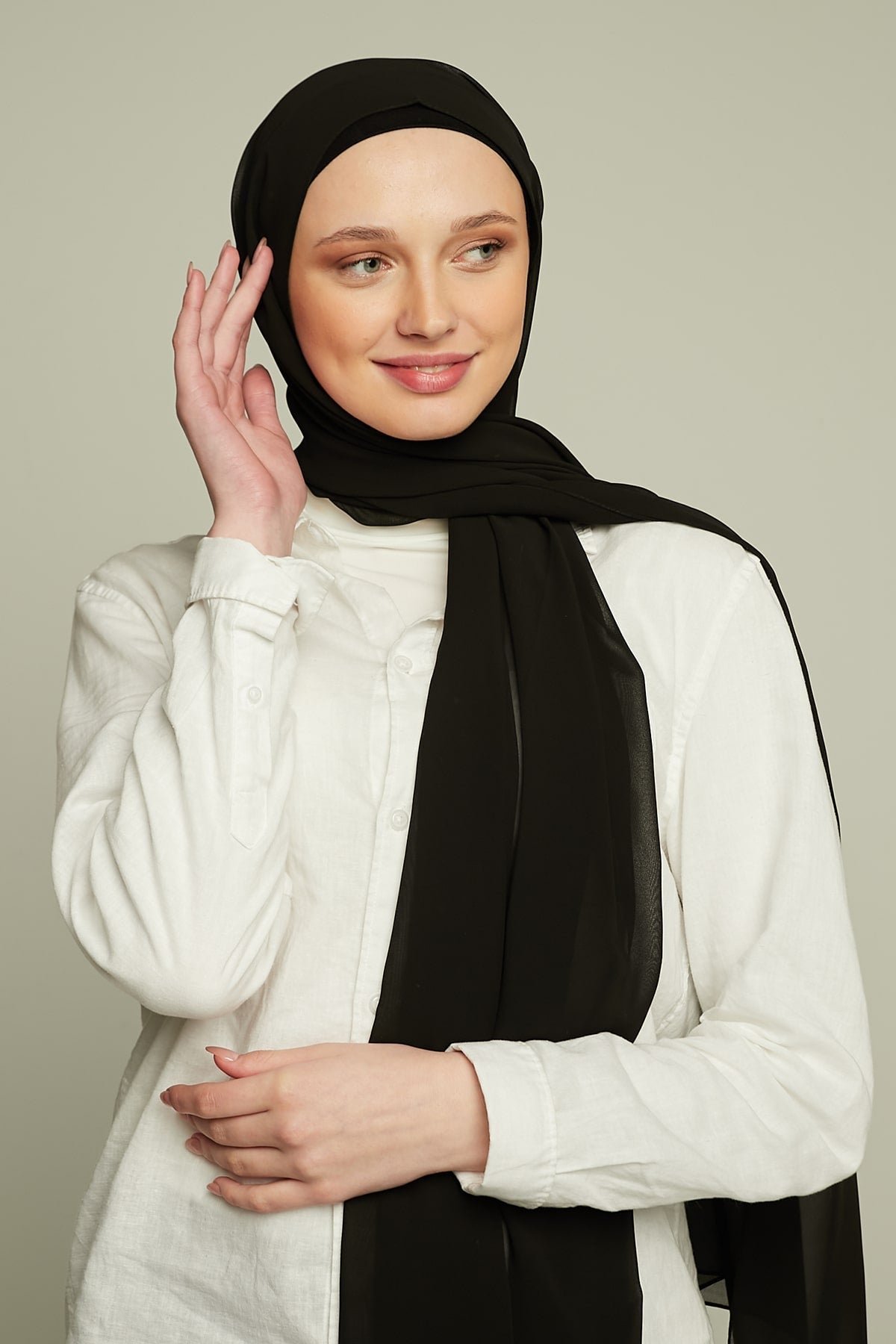 Chiffon Hijab in Black   Color