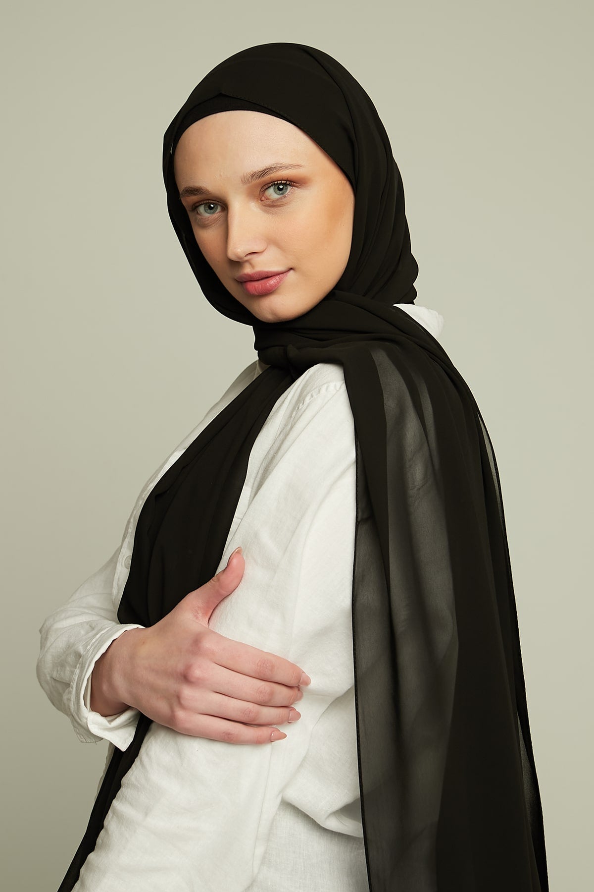 Chiffon Hijab in Black   Color