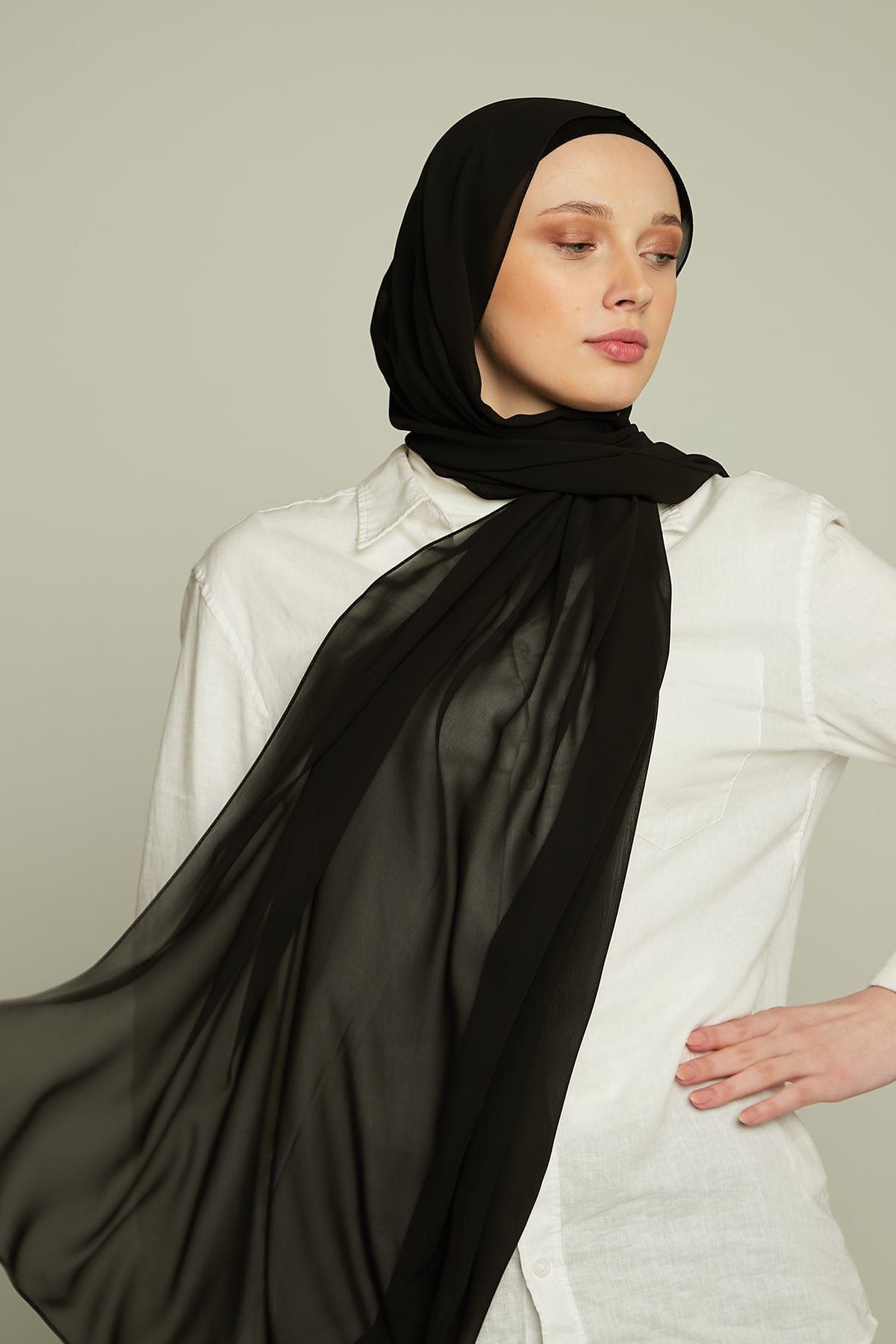 Chiffon Hijab in Black   Color