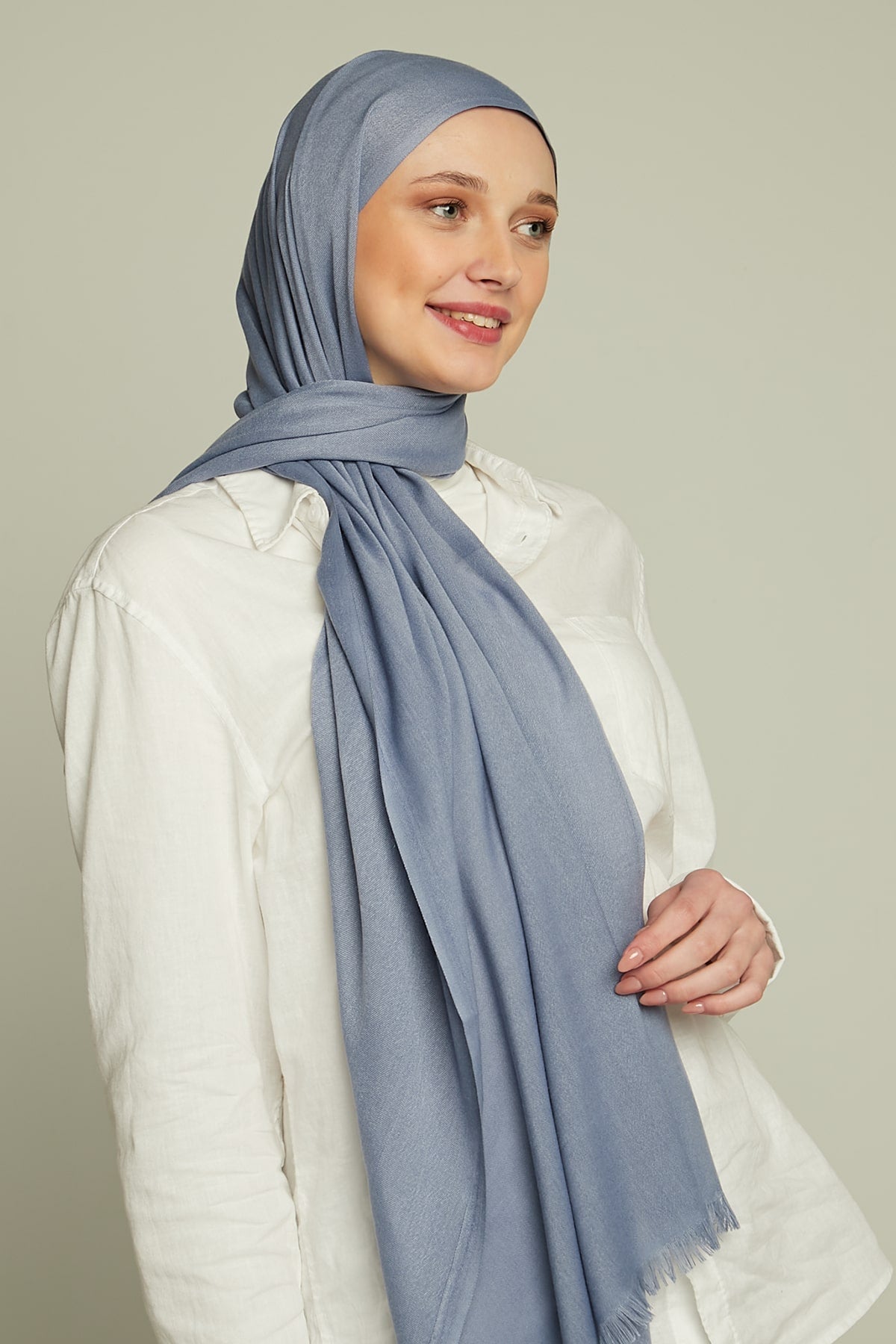 Pashmina Hijab in Pastel Blue Color